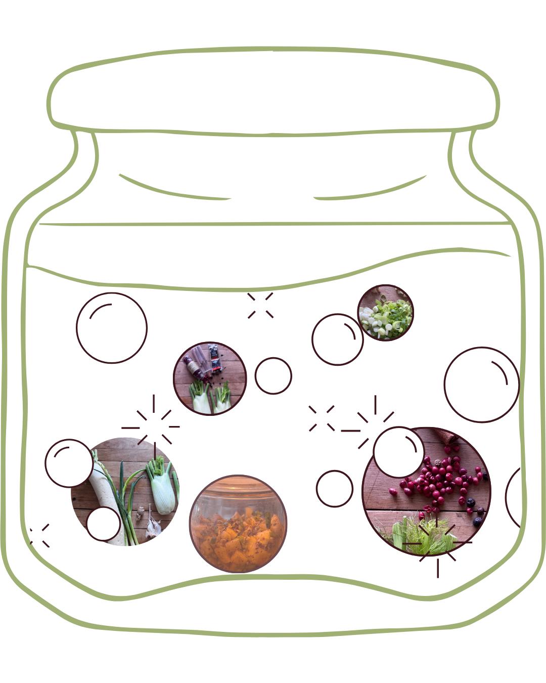 Illustration of a fermantation jar with bubbles