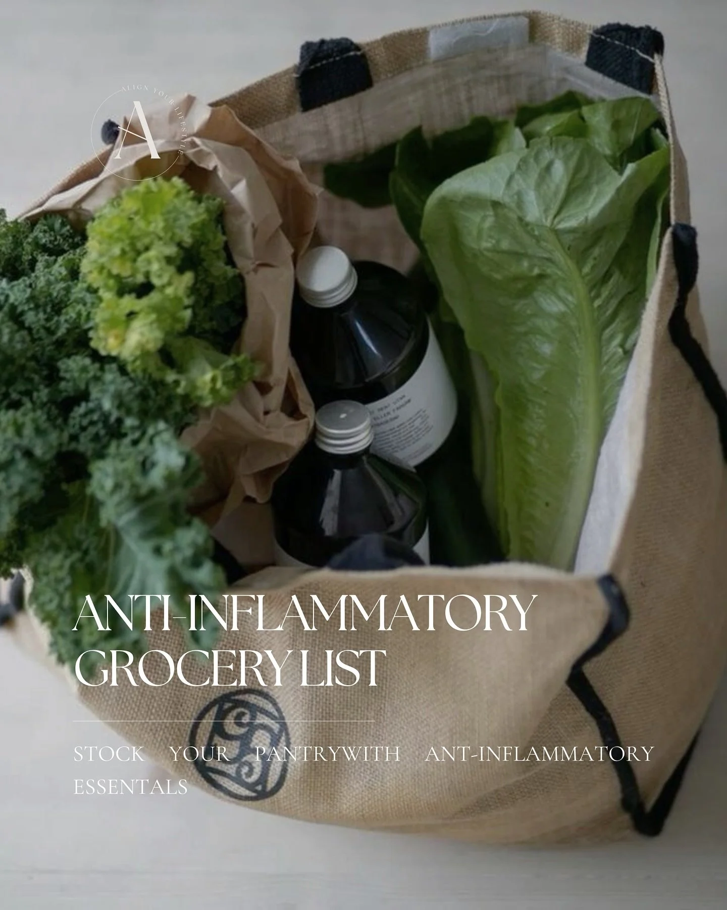 Screenshot this before your next grocery run 📃

An anti-inflammatory shopping list designed to boost recovery, reduce soreness, and keep your body performing at its best. 

#antiinflammatorydiet #alignkitchen #alignpilatesclub #nutrition #grocerylis