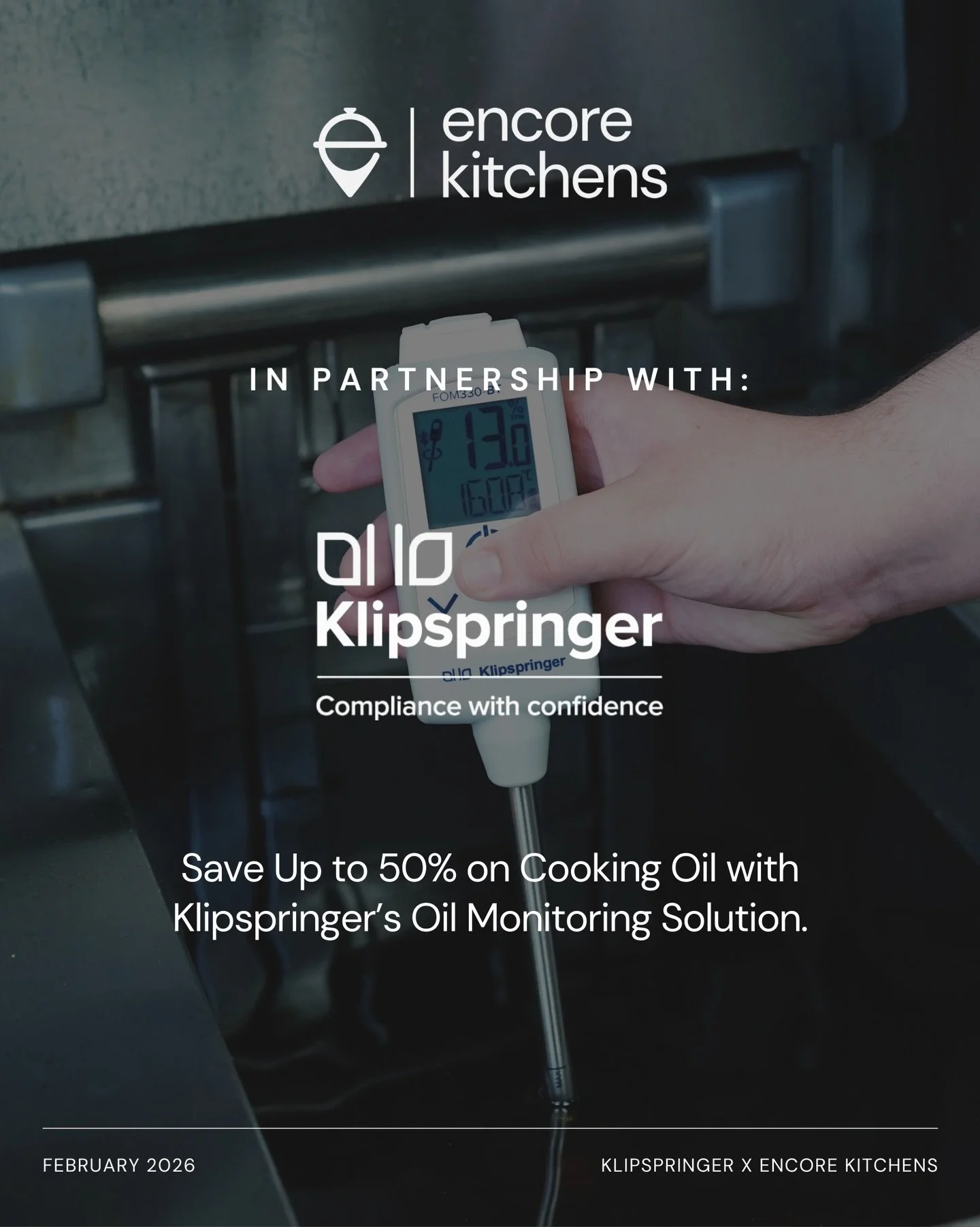 Cooking oil is one of the biggest consumable costs in commercial kitchens, yet so much of it is wasted due to guesswork around when fryer oil actually needs changing.

We&rsquo;re proud to be partnering with Klipspringer to offer this solution with e