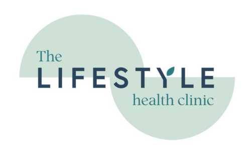 Logo for The Lifestyle Health Clinic with green and blue text and shapes