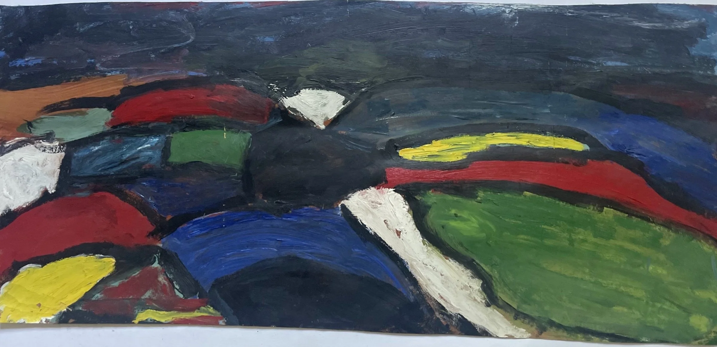 Collines, Huile sur papier, 10" x 24" , Montréal 1986 