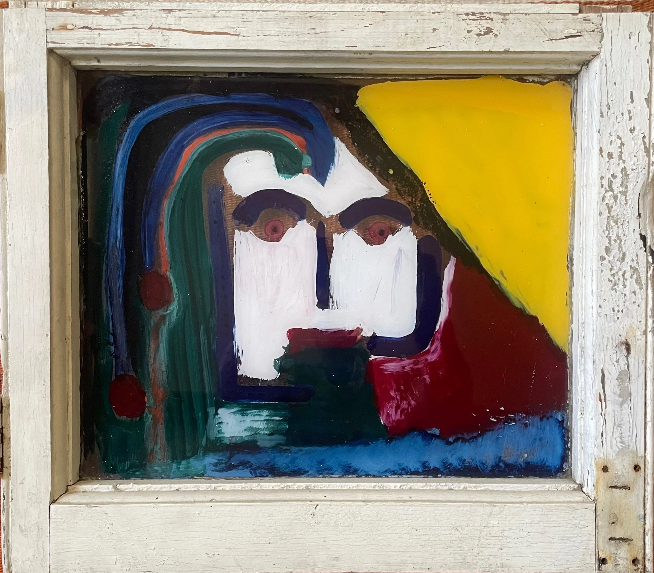 Outside Looking In, huile sur verre, 14.5. x 17"