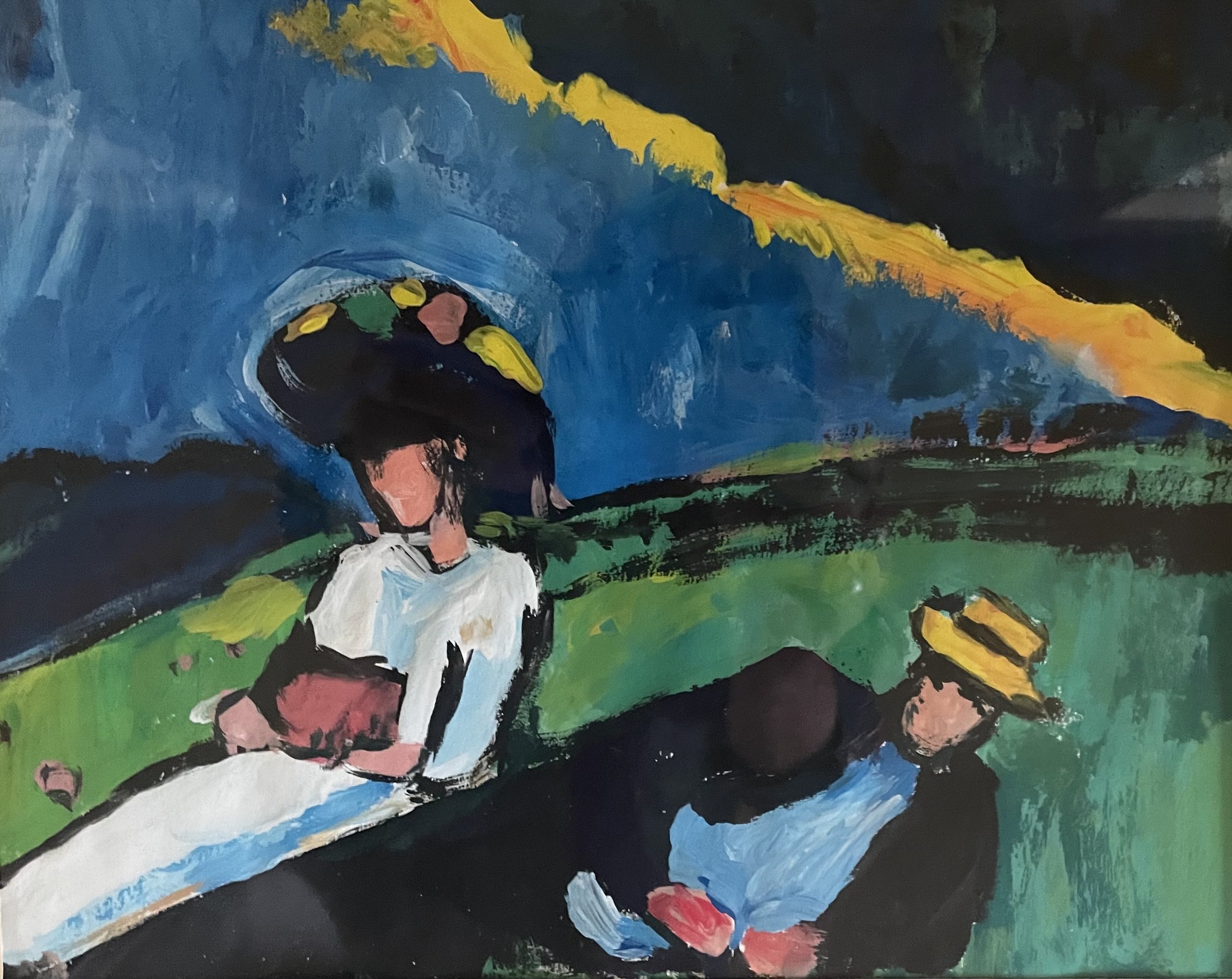 Dans le pré (Gabriele Münter), gouache, 8"x10",  1986