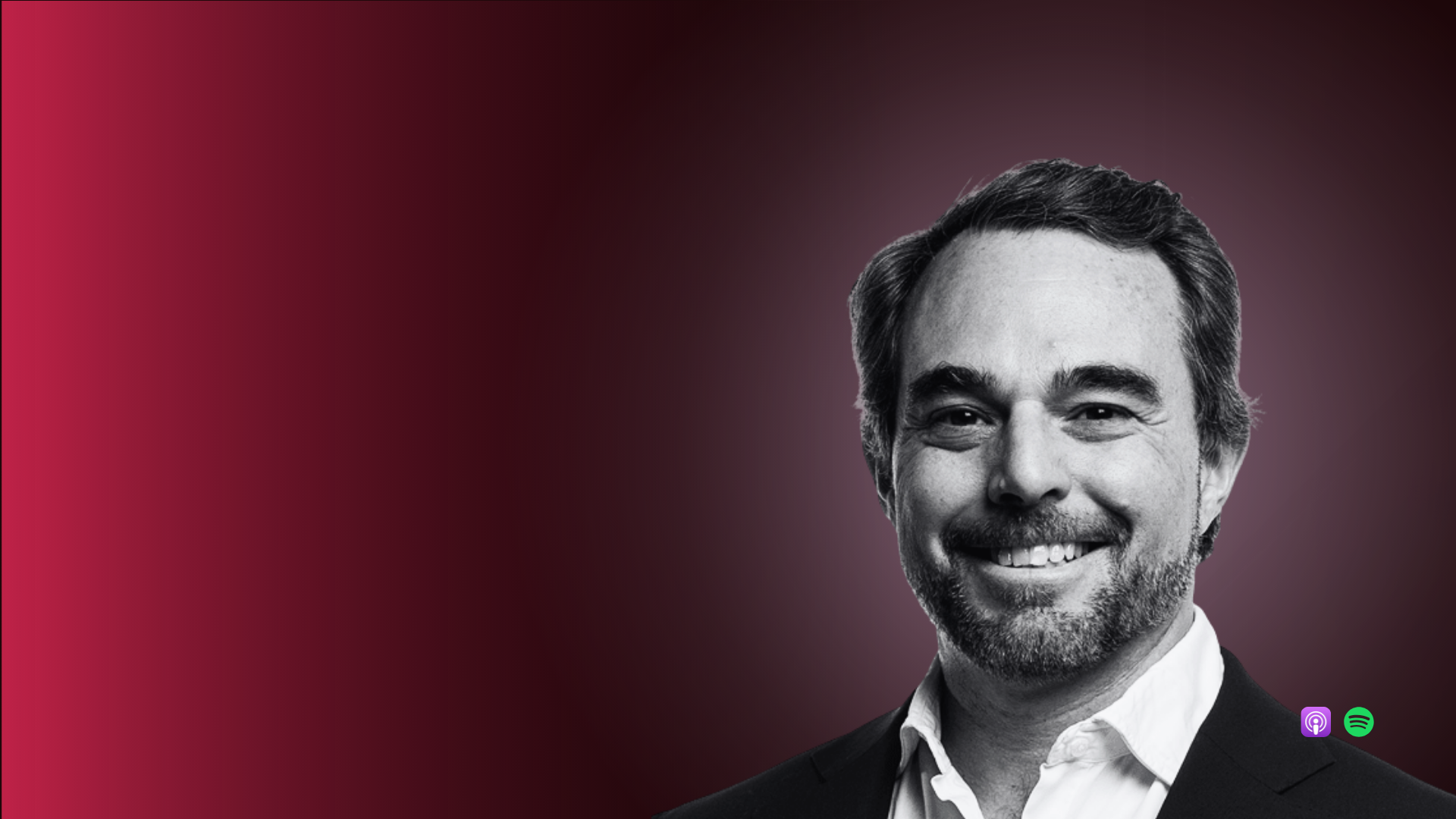 Promotional graphic for a podcast episode titled "Is strategic foresight the EU's missing superpower?" featuring Ricardo Borges de Castro. Includes logos for Spotify and Apple Podcasts, with a black-and-white photo of a smiling man in a suit and dark background with white text.