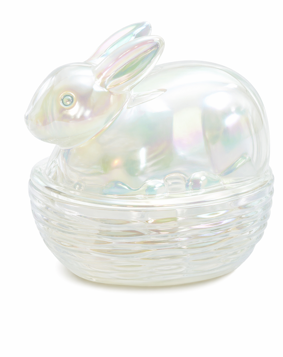 Mosser Glass Milk Carnival Glass Bunny on Basket