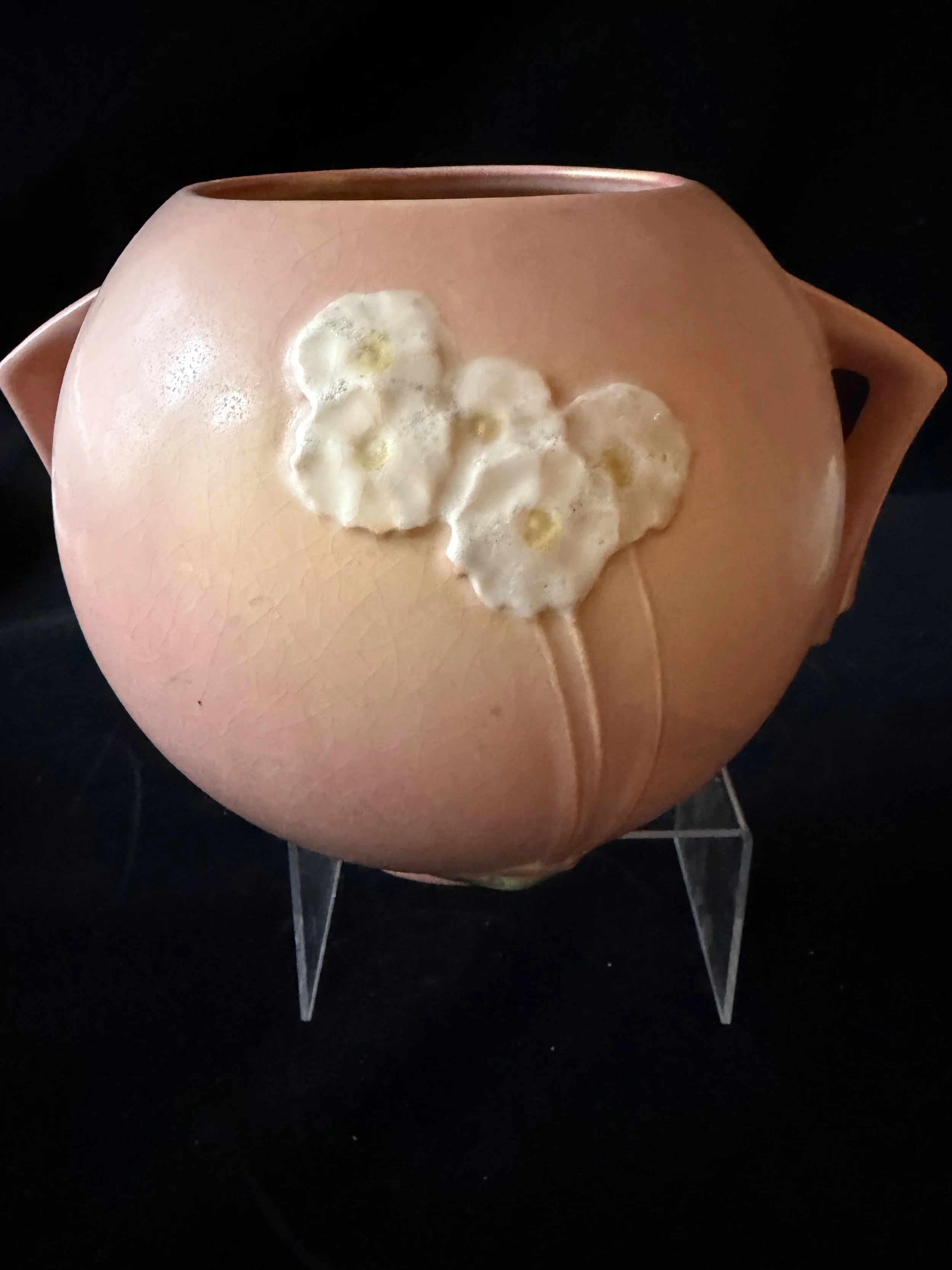 Roseville Pottery Pink Floral Bowl Jardiniere 285 USA Signed 7