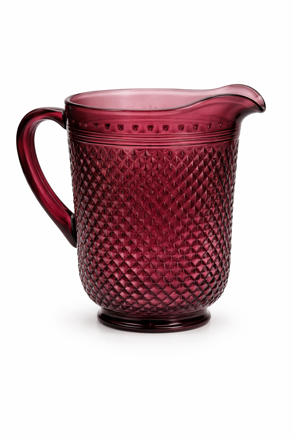 Ruby glass pitcher with diamond cuts.png