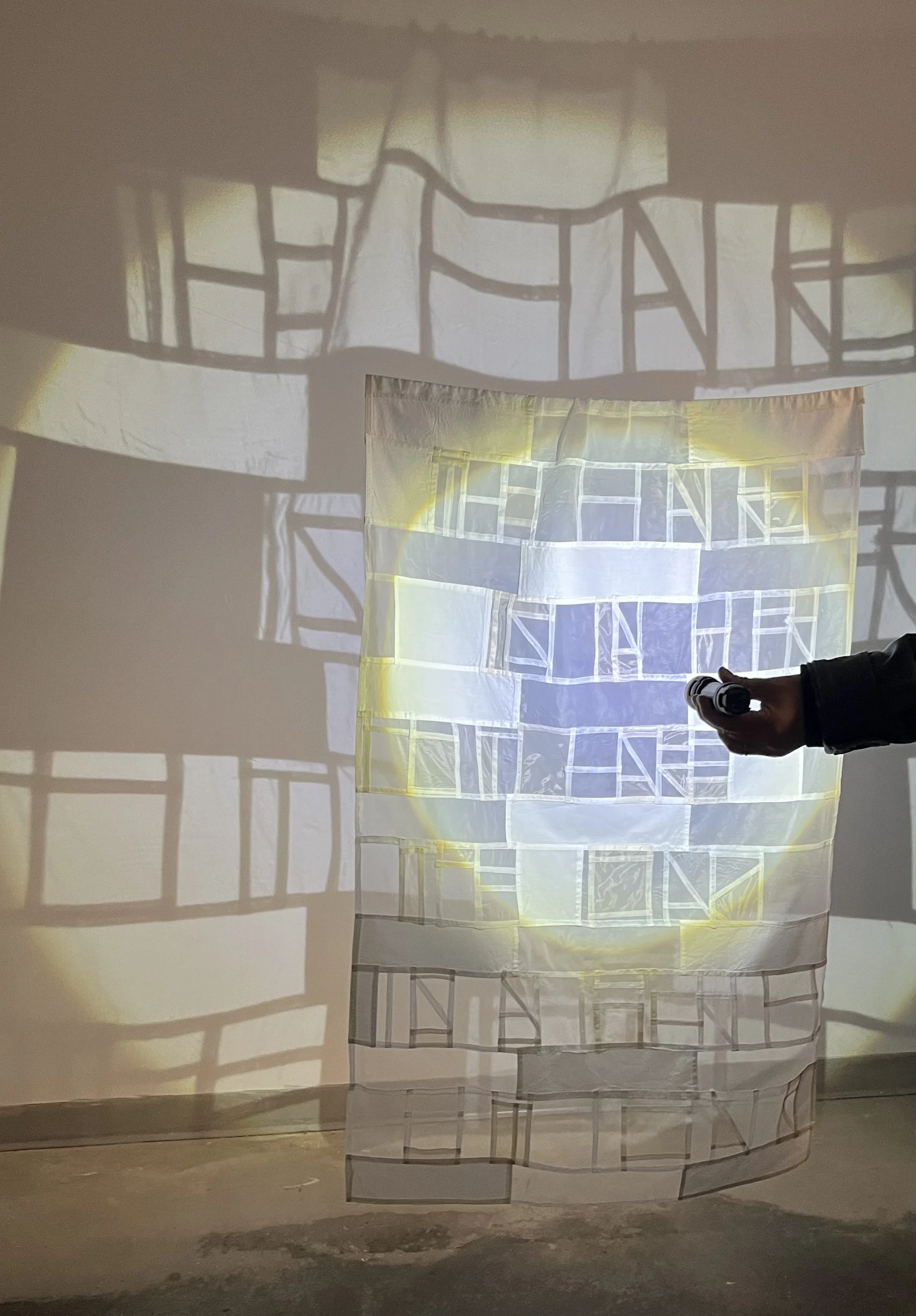 The Hare Is a Perfect Hare, The Oak Is a Perfect Oak, 2024
text, bojagi-sewn organza and cotton