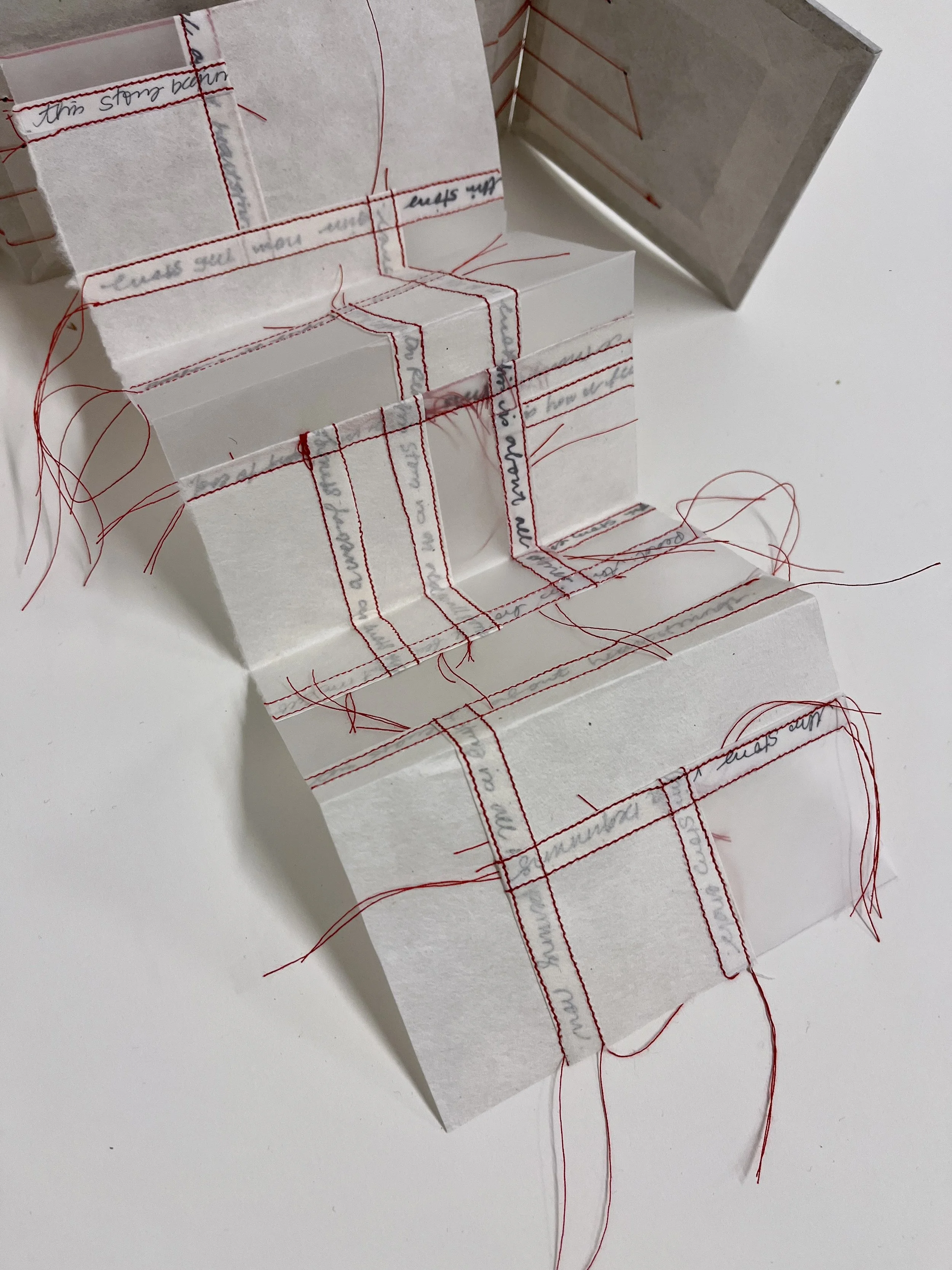 This Story Begins, 2024
writing, handbound artist book, pages constructed with bojagi-sewn mulberry paper and tracing paper