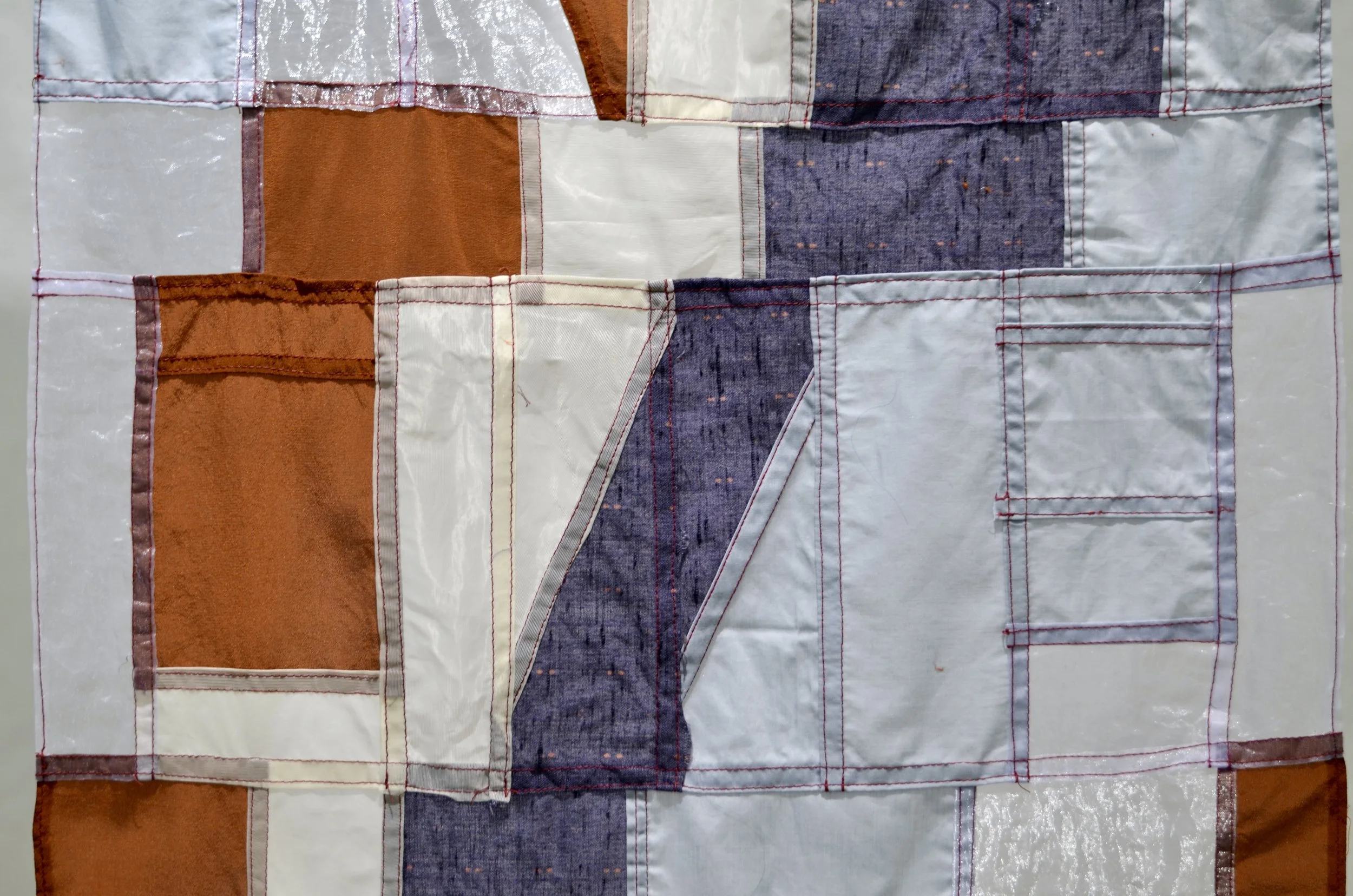 Please Let Me Owe You, 2025
text, bojagi-sewn organze, cotton, and silk