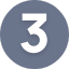 Number three icon in a gray circle
