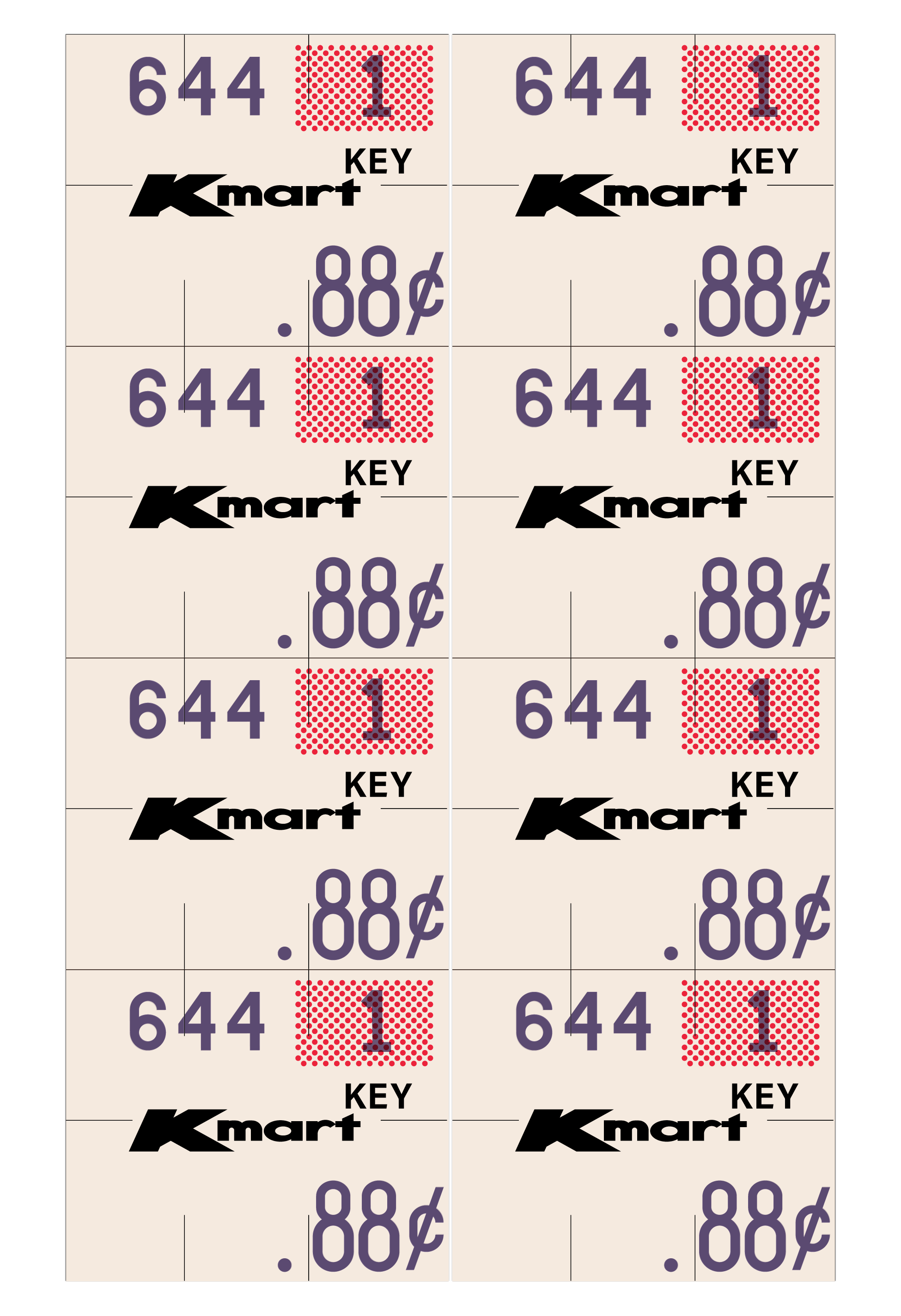 Kmart Price Stickers Unframed Print