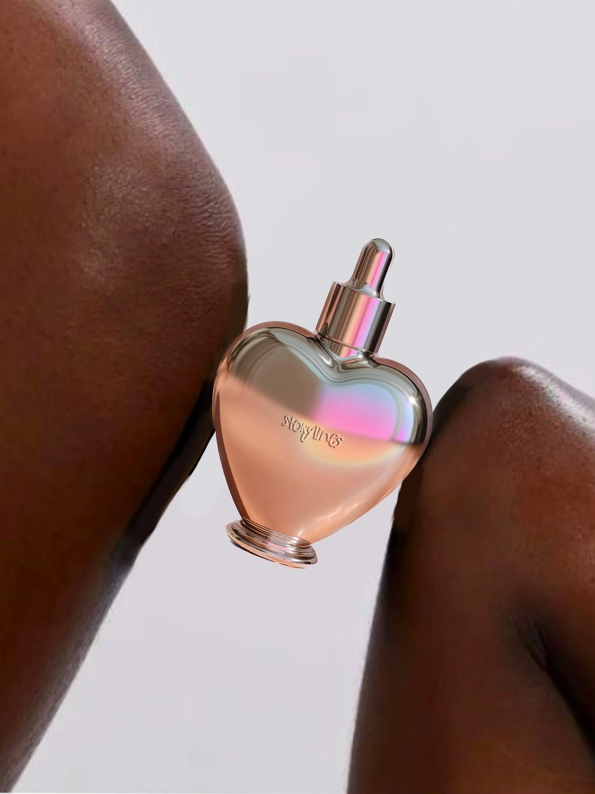 Editorial beauty campaign visual featuring skincare packaging against skin tones for modern brand storytelling.