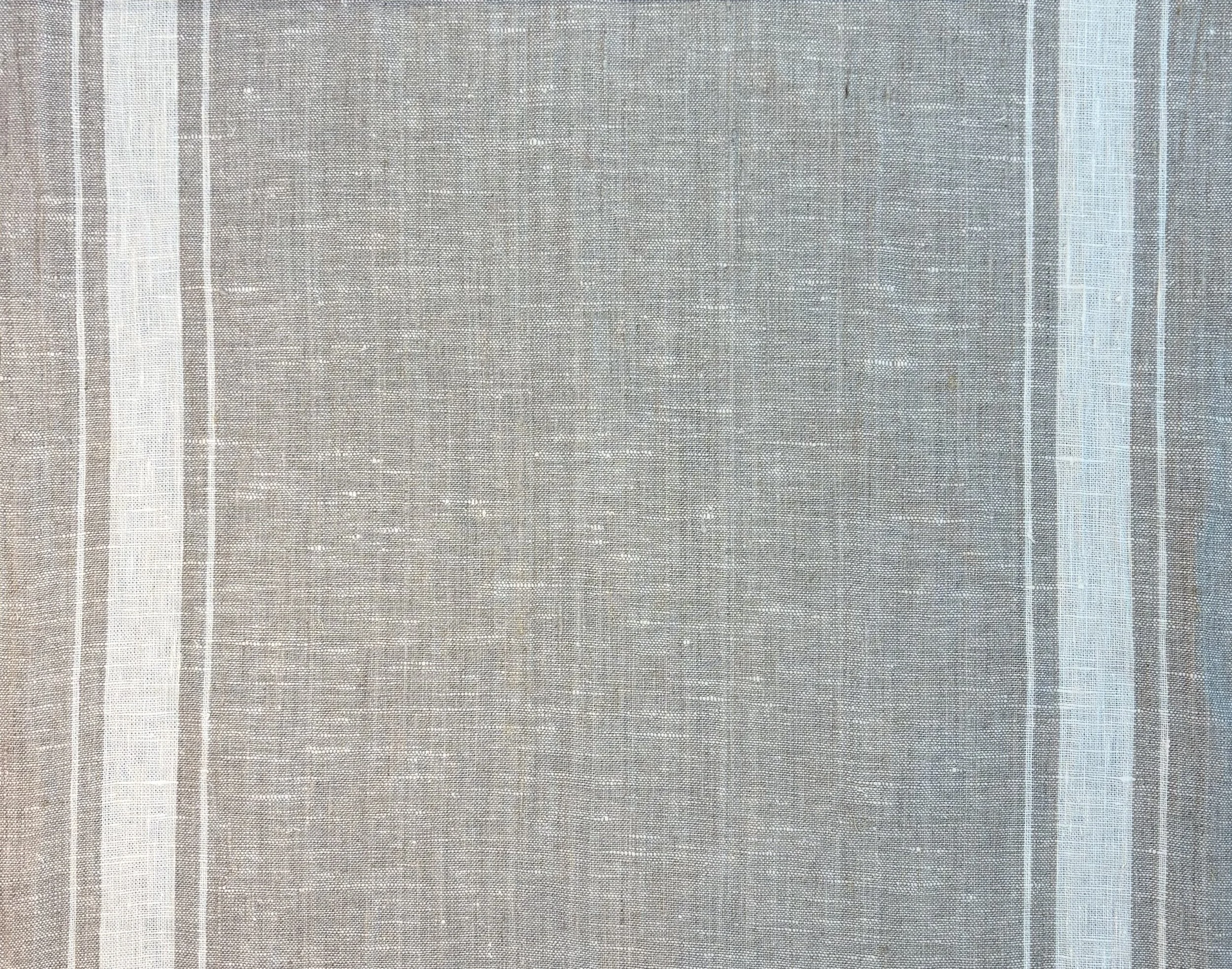 Kitchen Towel- LINEN Smooth Medium Weight : Natural & Cream Striped Border