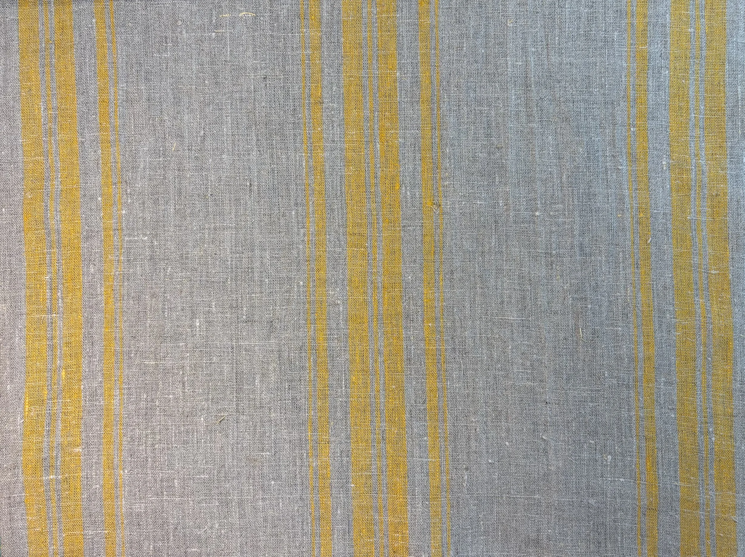 Kitchen Towel- LINEN Smooth Medium Weight: Natural & Harvest Gold Three Stripes