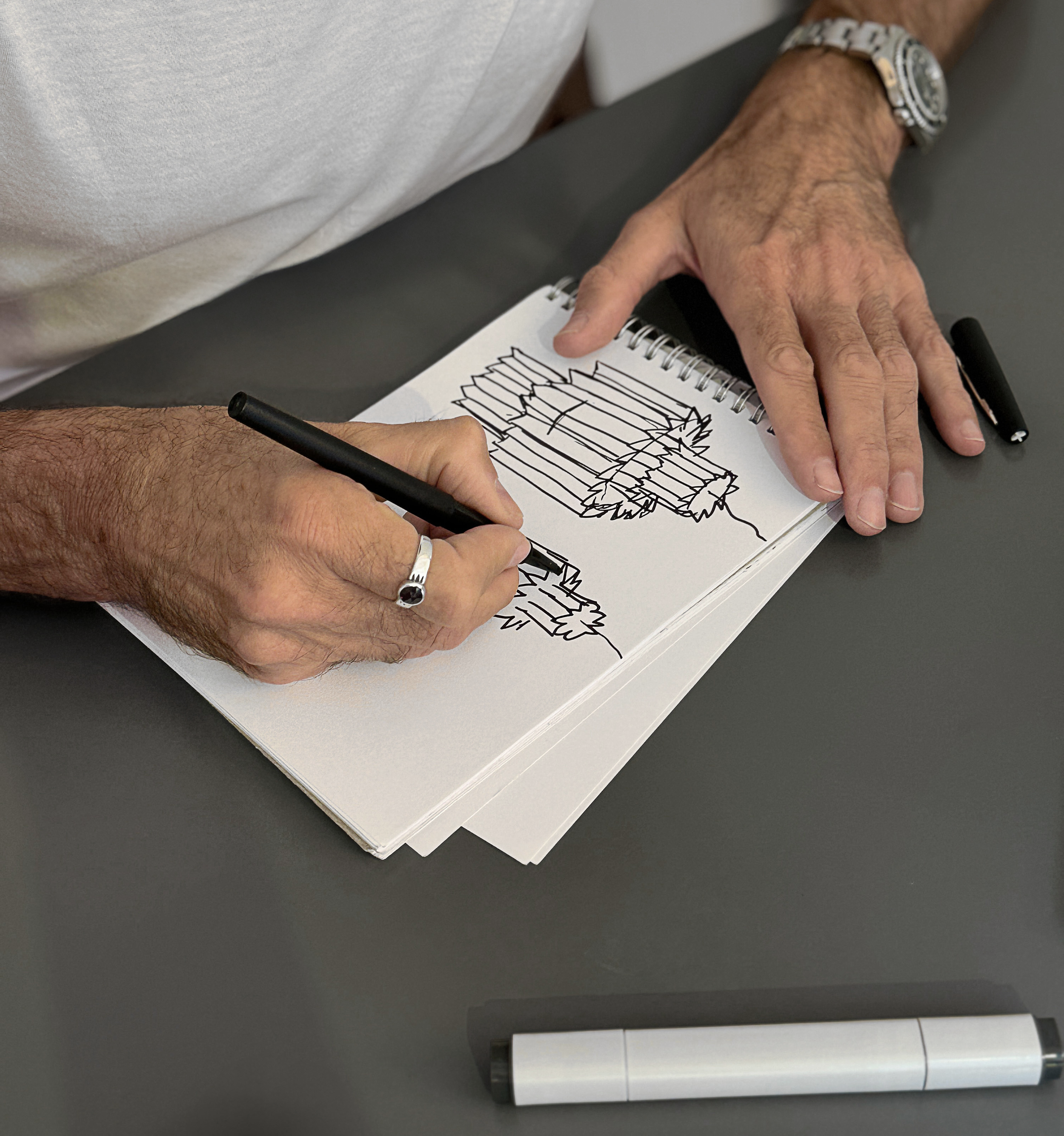 Bodo Sperlein Photoshoot - drawing voliere chandelier in London Studio