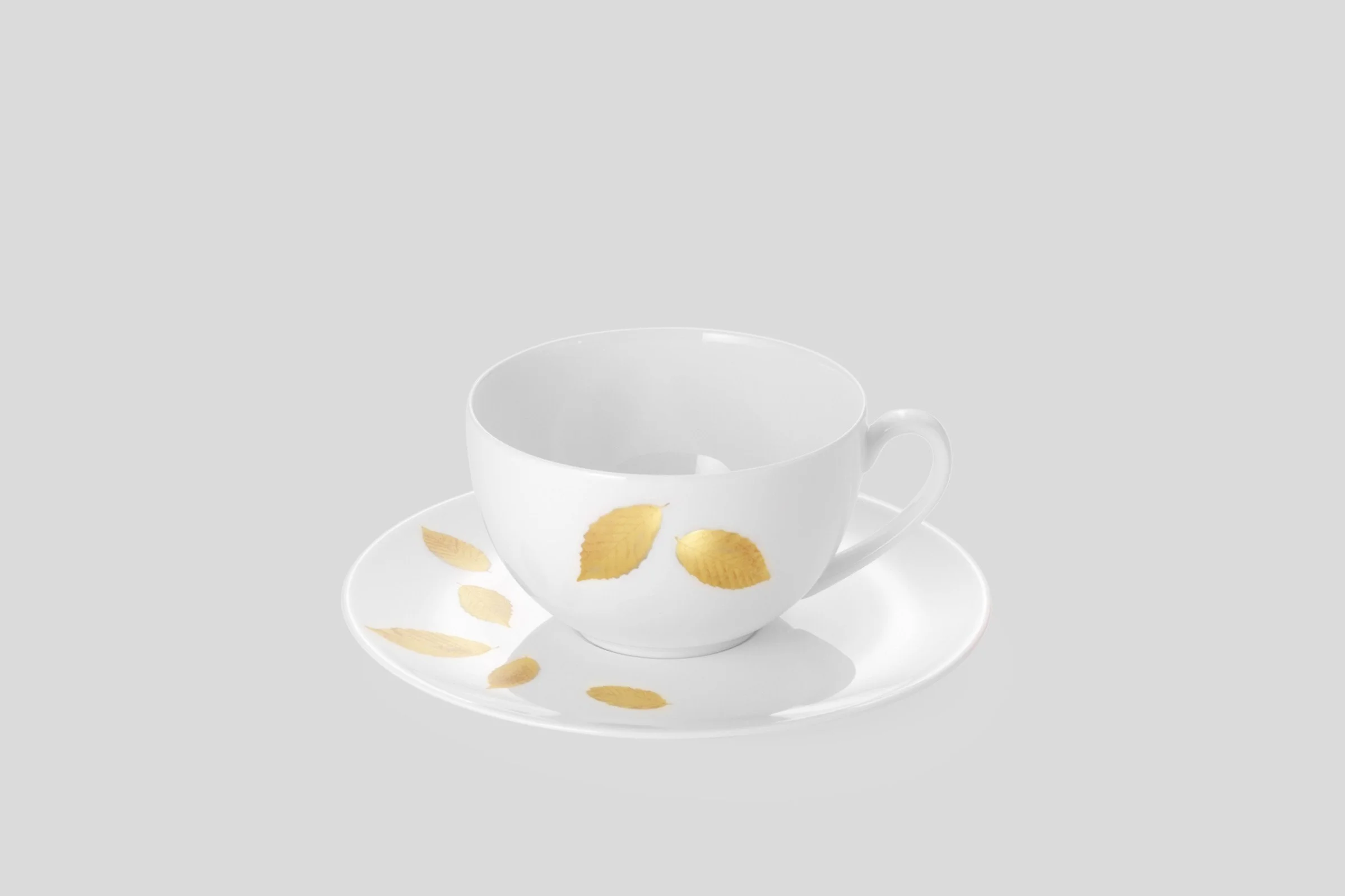 Gold Leaf Teacup & Saucer