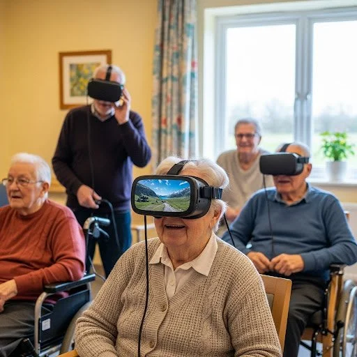 Using VR goggles to help residents of a rural nursing home with cognitive and physical therapy