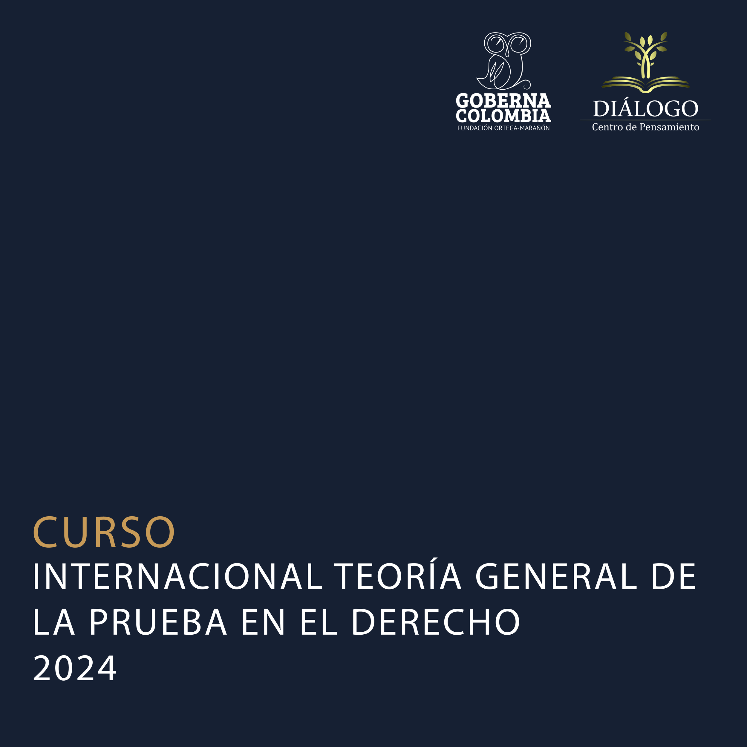 Cover page for a legal course titled 'International General Theory of the Law Exam 2024,' with logos for Colombia's Government and the Dialogue Center at the top.