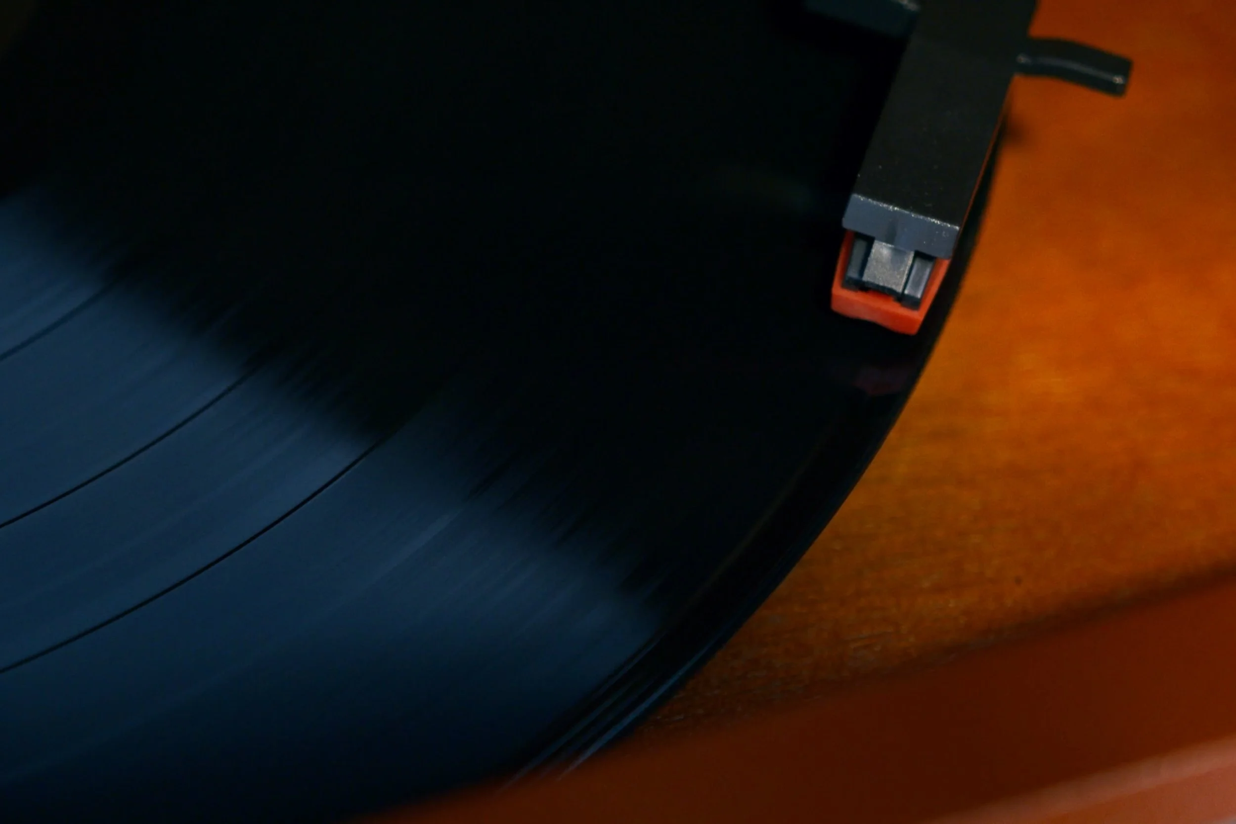 Close-up of a turntable from something good