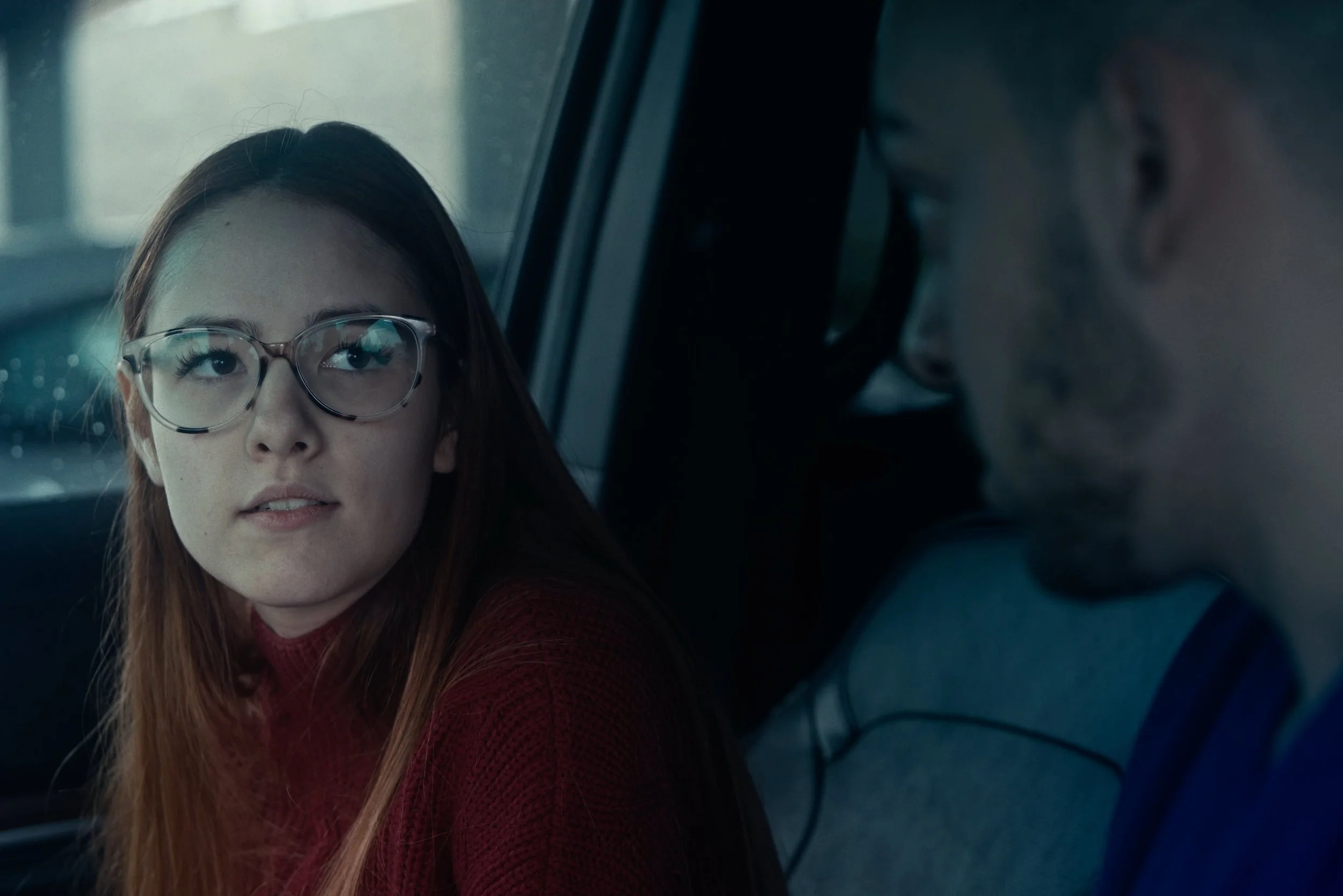Close up of woman in car scene from Something Good