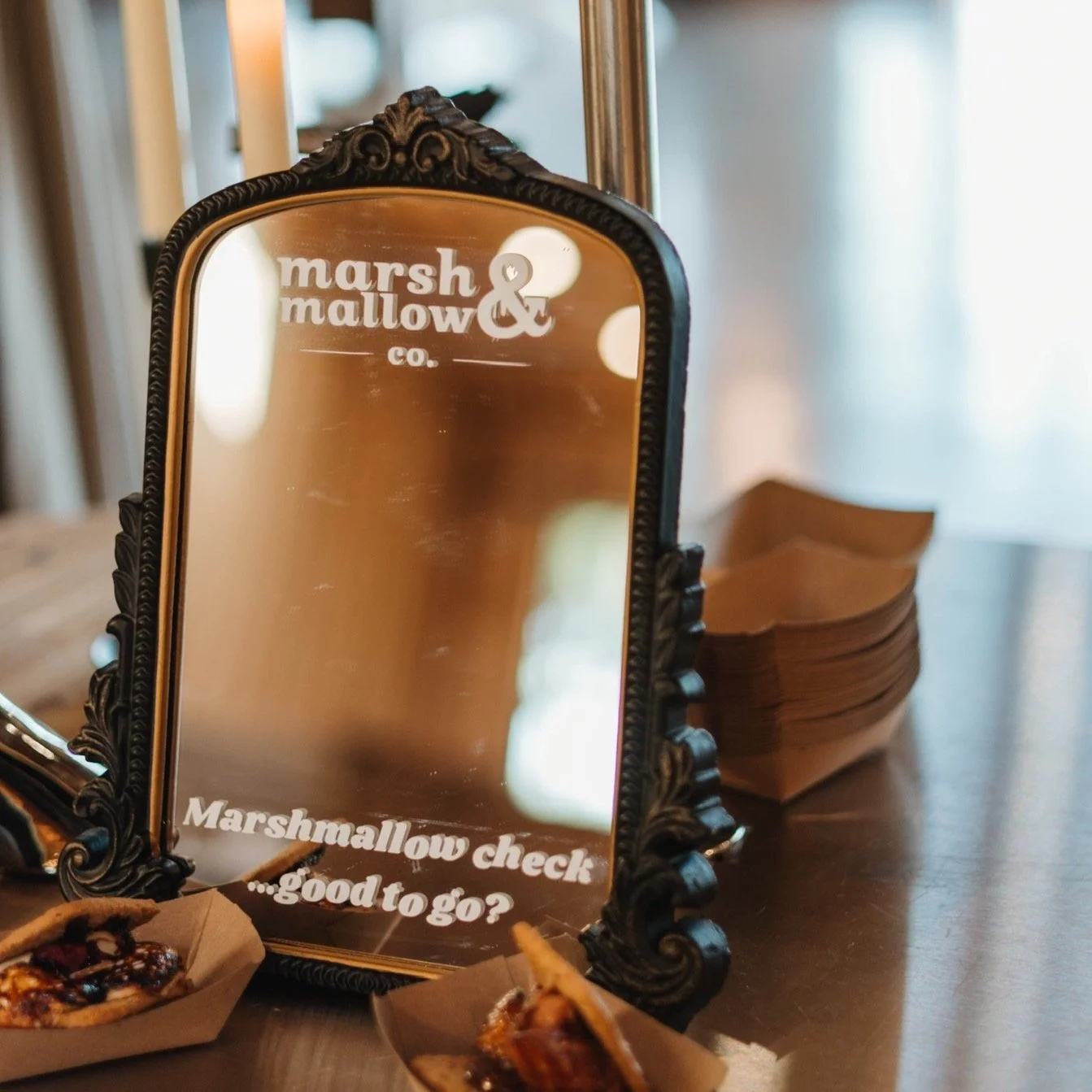 Marshmallow Check Mirror - included
CUSTOM design - $50