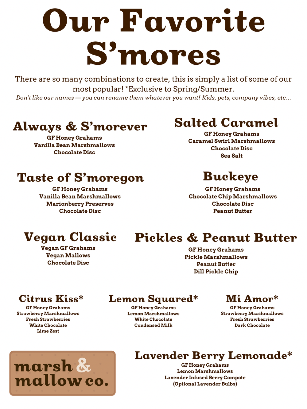 Menu — Marsh & Mallow Co.
