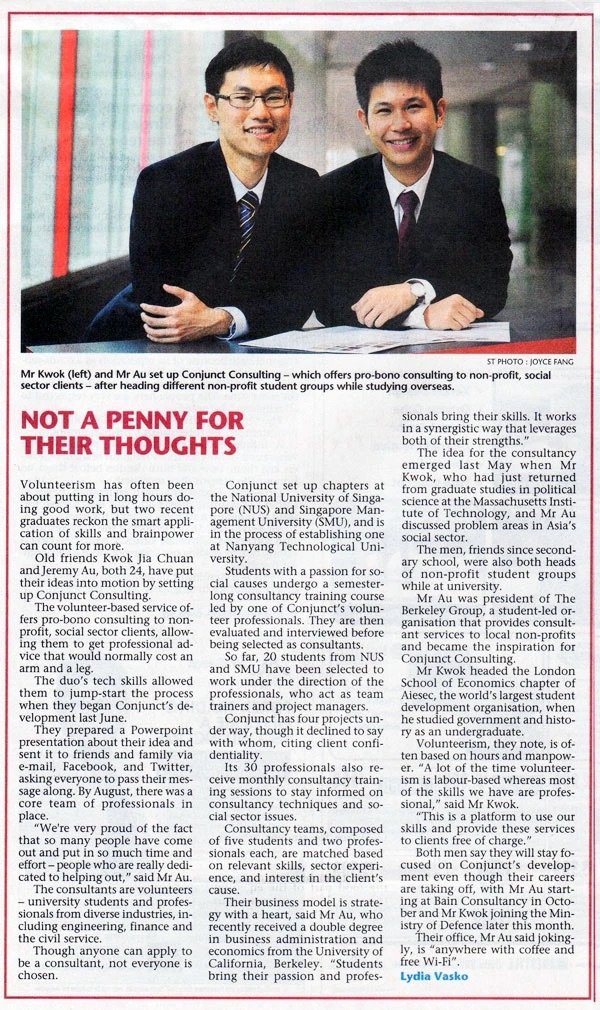 Straits Times: &quot;No es un centavo por sus pensamientos&quot;