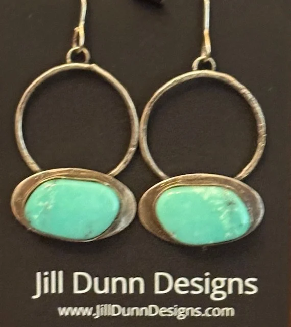 Turquoise set on Textured Silver
