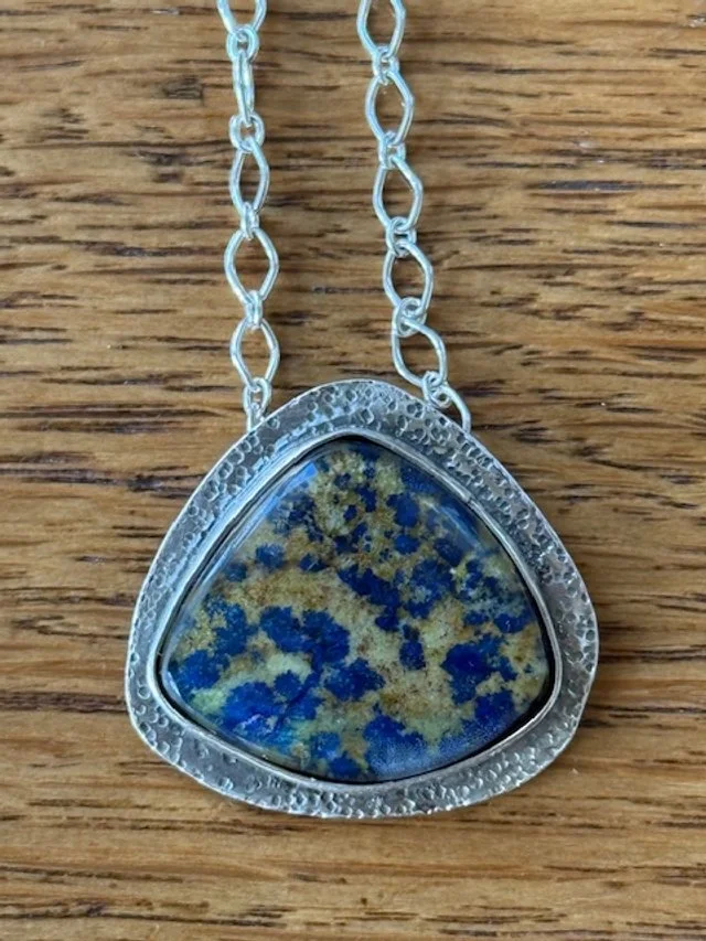 Lapis on Textured Silver
