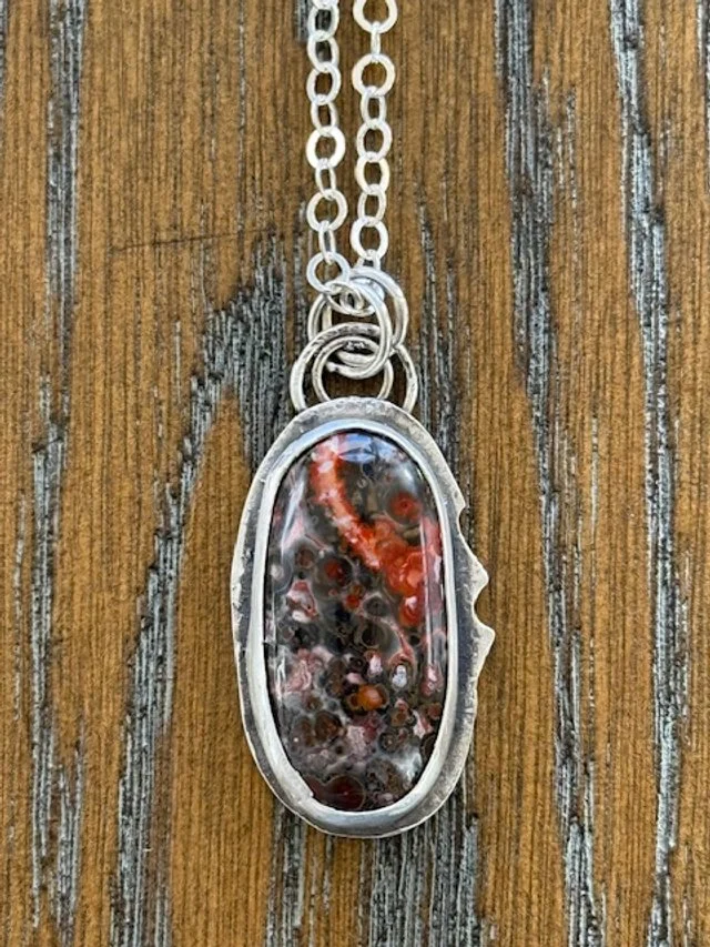 Leopard Skin Jasper On textured Silver