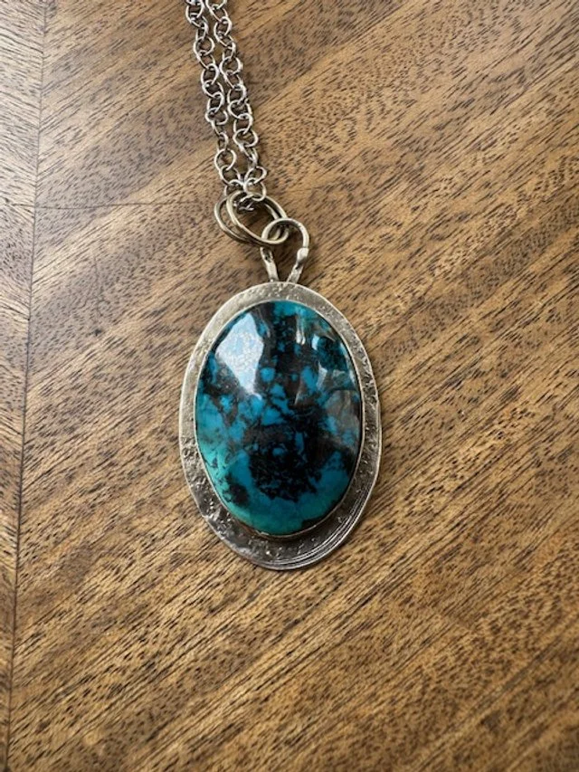 Chalcedony Set on Textured Silver