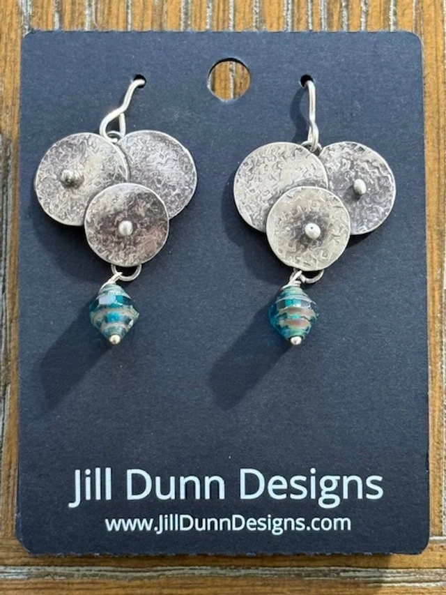 Triple Silver with Blue Picasso Beads