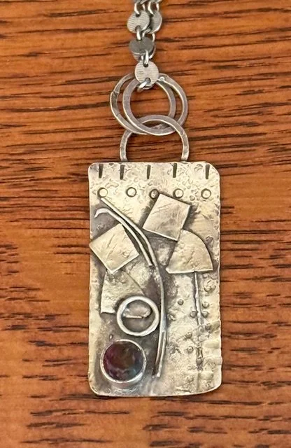 Fused Silver with 8mm Garnet