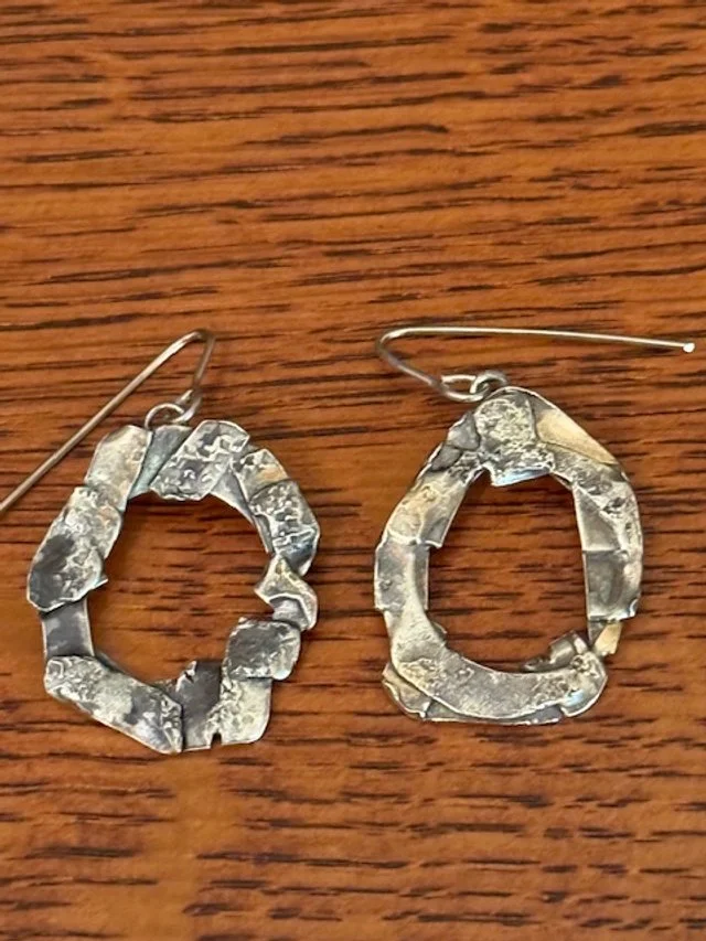 Silver Fused Hoops with Touch of Gold