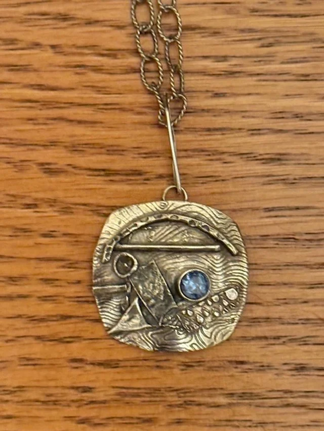 Fused and Textured silver and Aquamarine