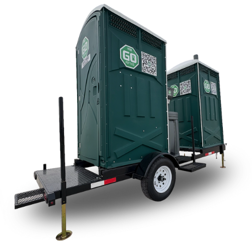 Double unit towable toilet trailer from Go Potties