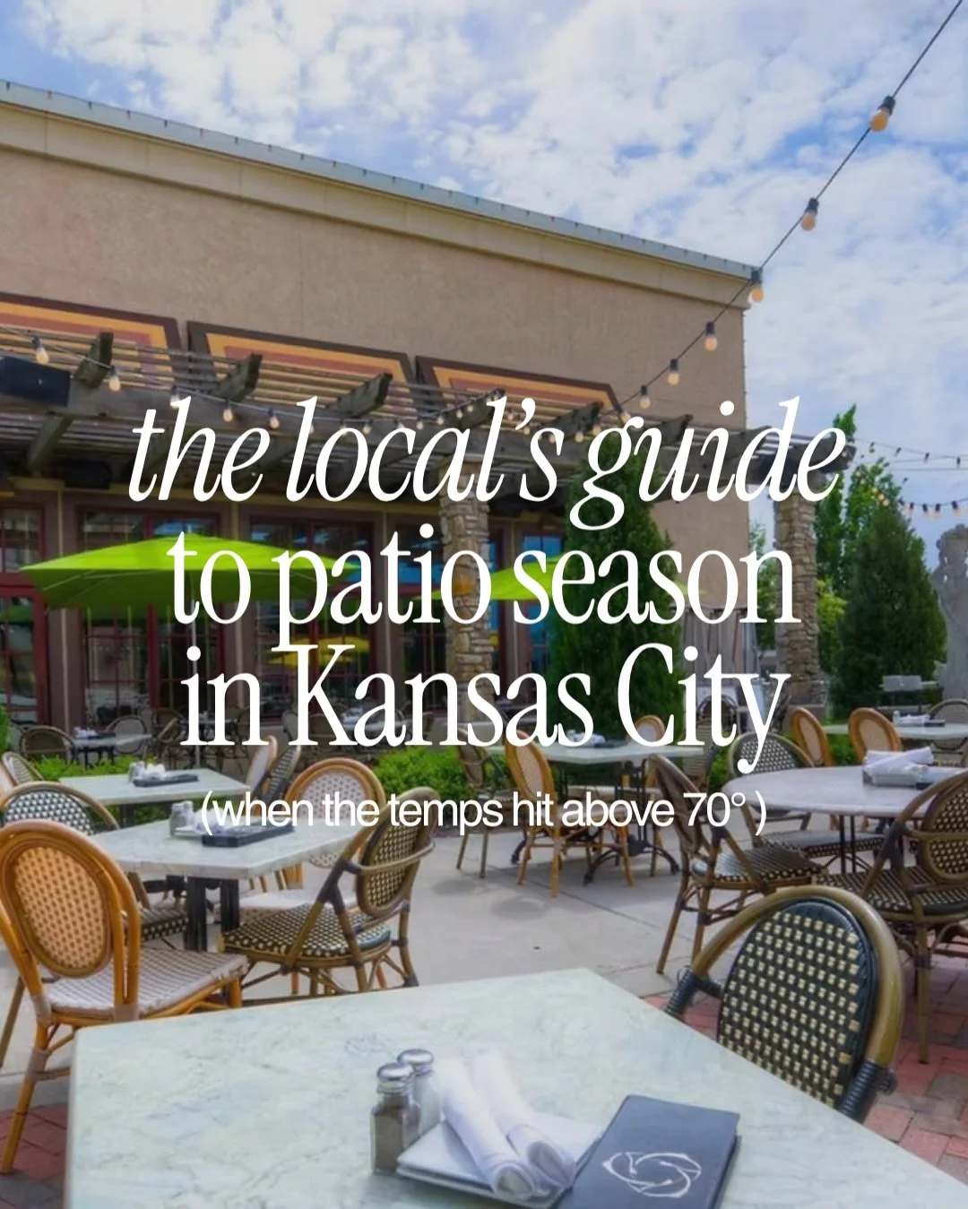 When the temps hit above 70&deg; in Kansas City&hellip; 
everything shifts. ✨

Suddenly, it&rsquo;s slower mornings on a patio, lingering lunches with friends, and evenings that turn into &ldquo;just one more drink&rdquo; as the sun sets. This is the