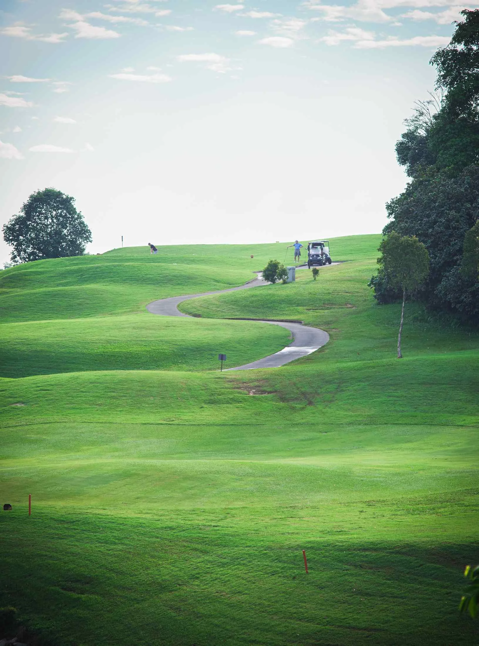 Winding cart path over rolling green hills at one of the golf course communities near Kansas City.