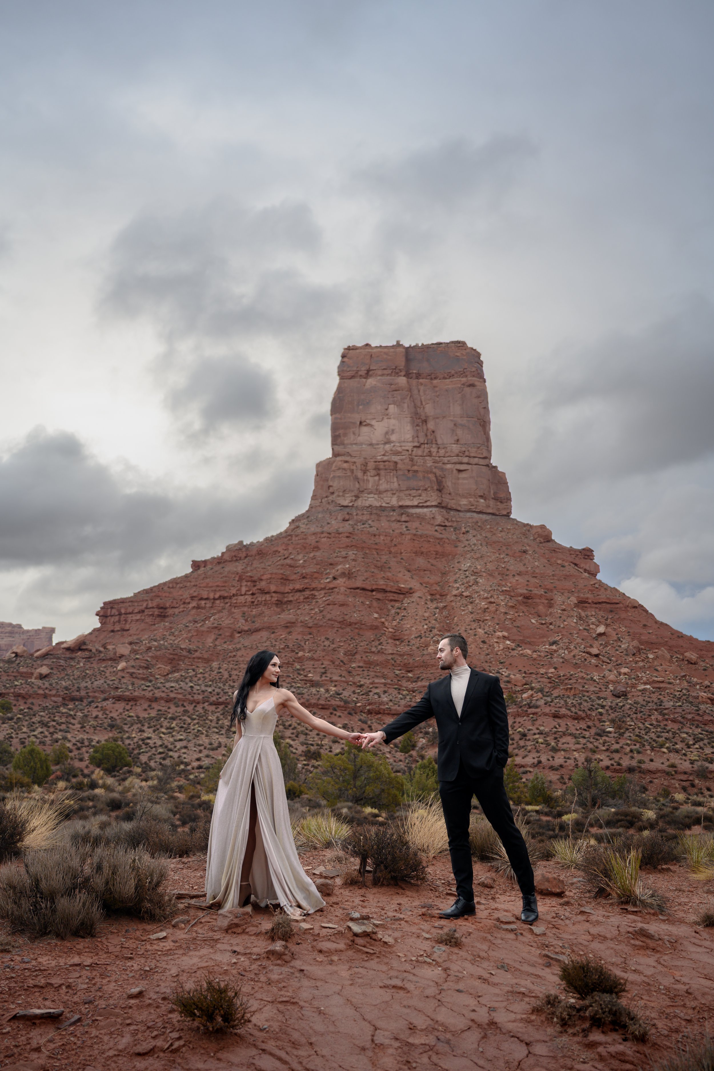 a couple in Monument Valley in Utah on their wedding day