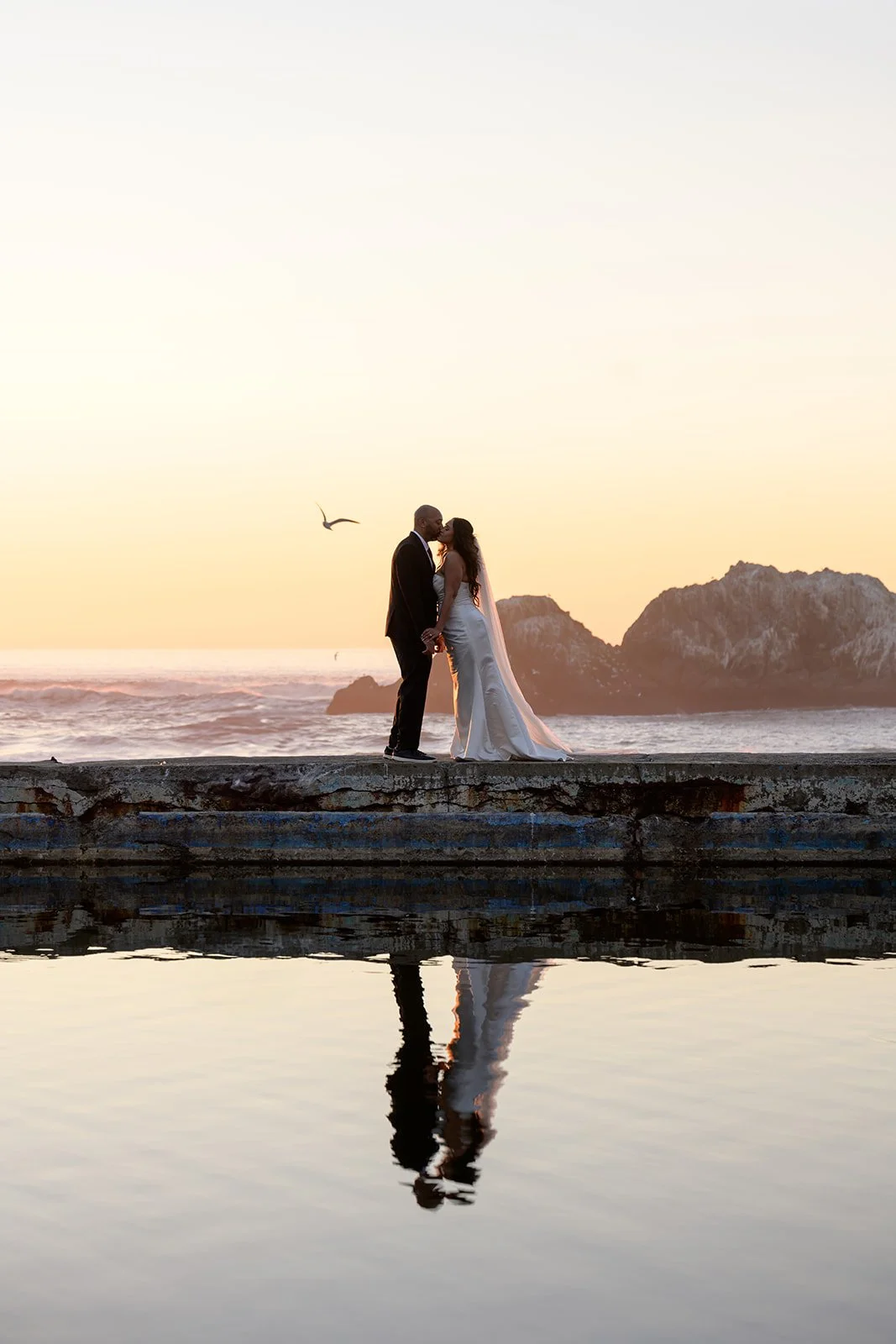 Sunset Wedding Portraits at Sutro Baths  (Wedding) (Couples) (All)