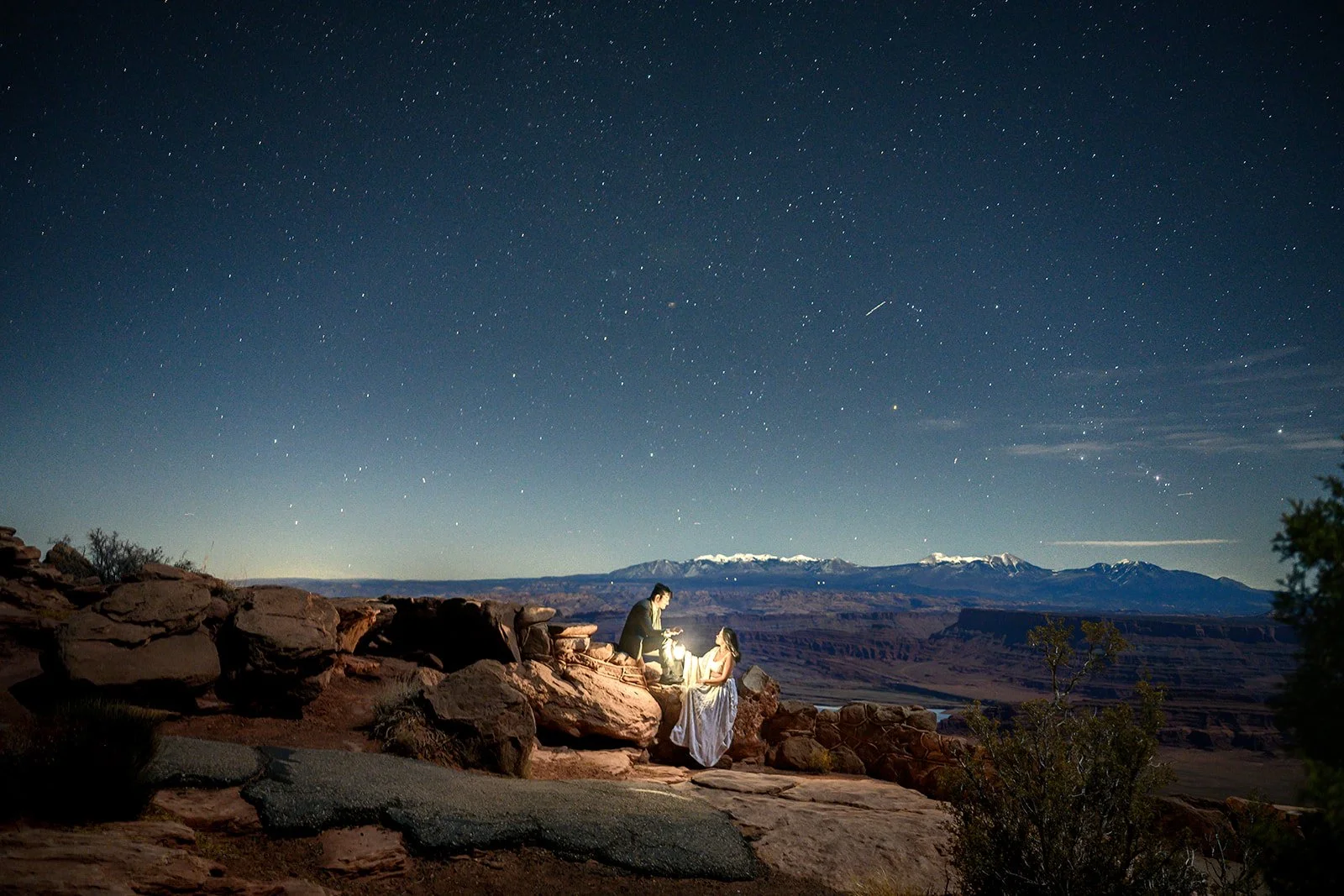 bride and groom at their elopement in Moab Utah