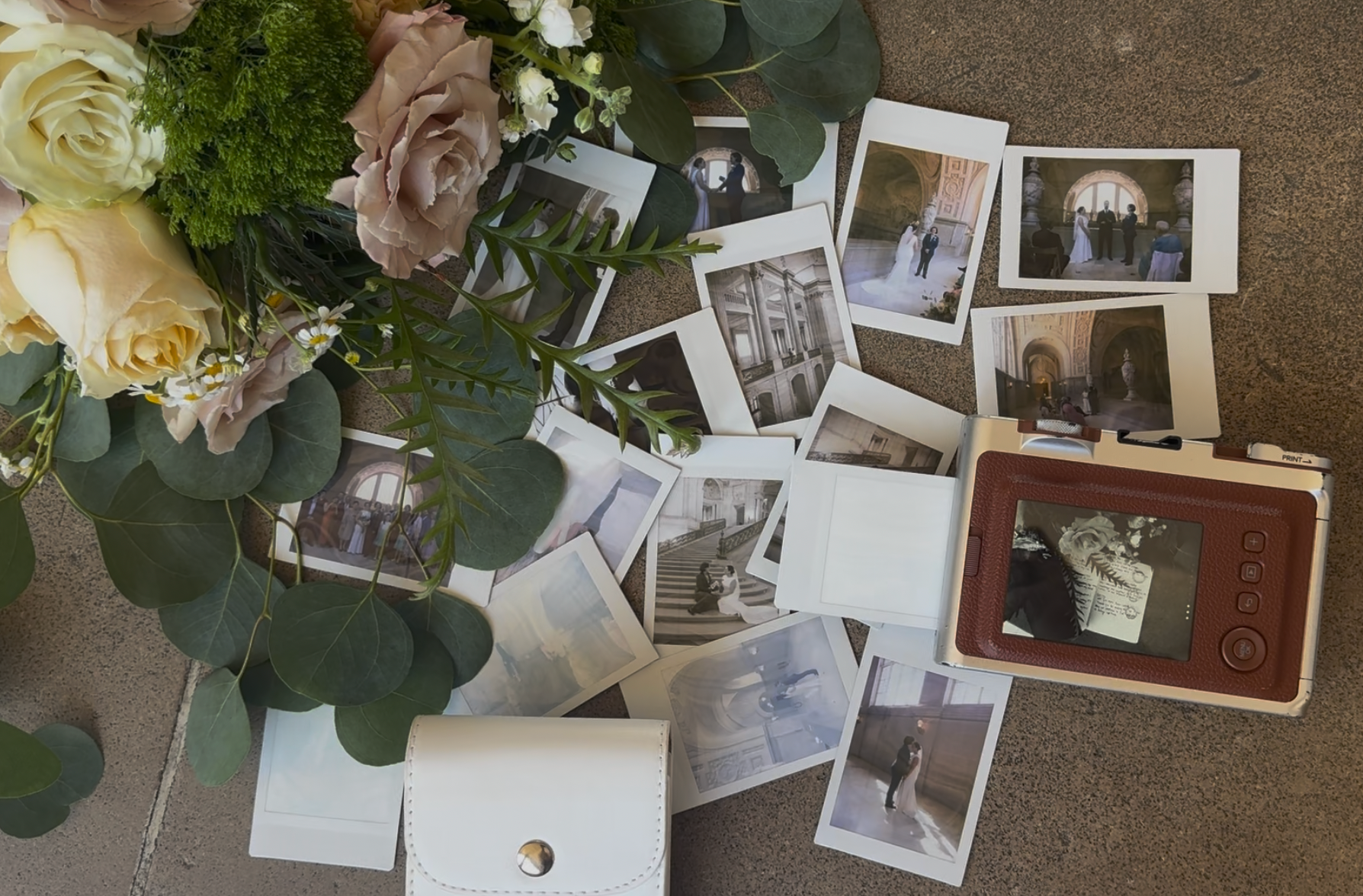 a collection of polaroids from a wedding at San Francisco city hall