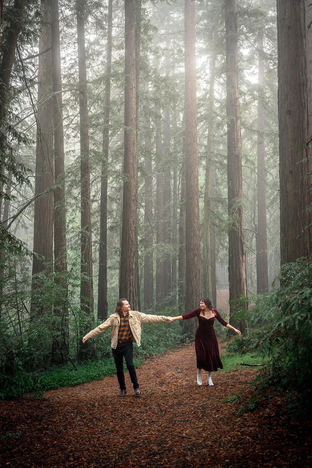Rainy Redwood Engagement (All) (Couples)