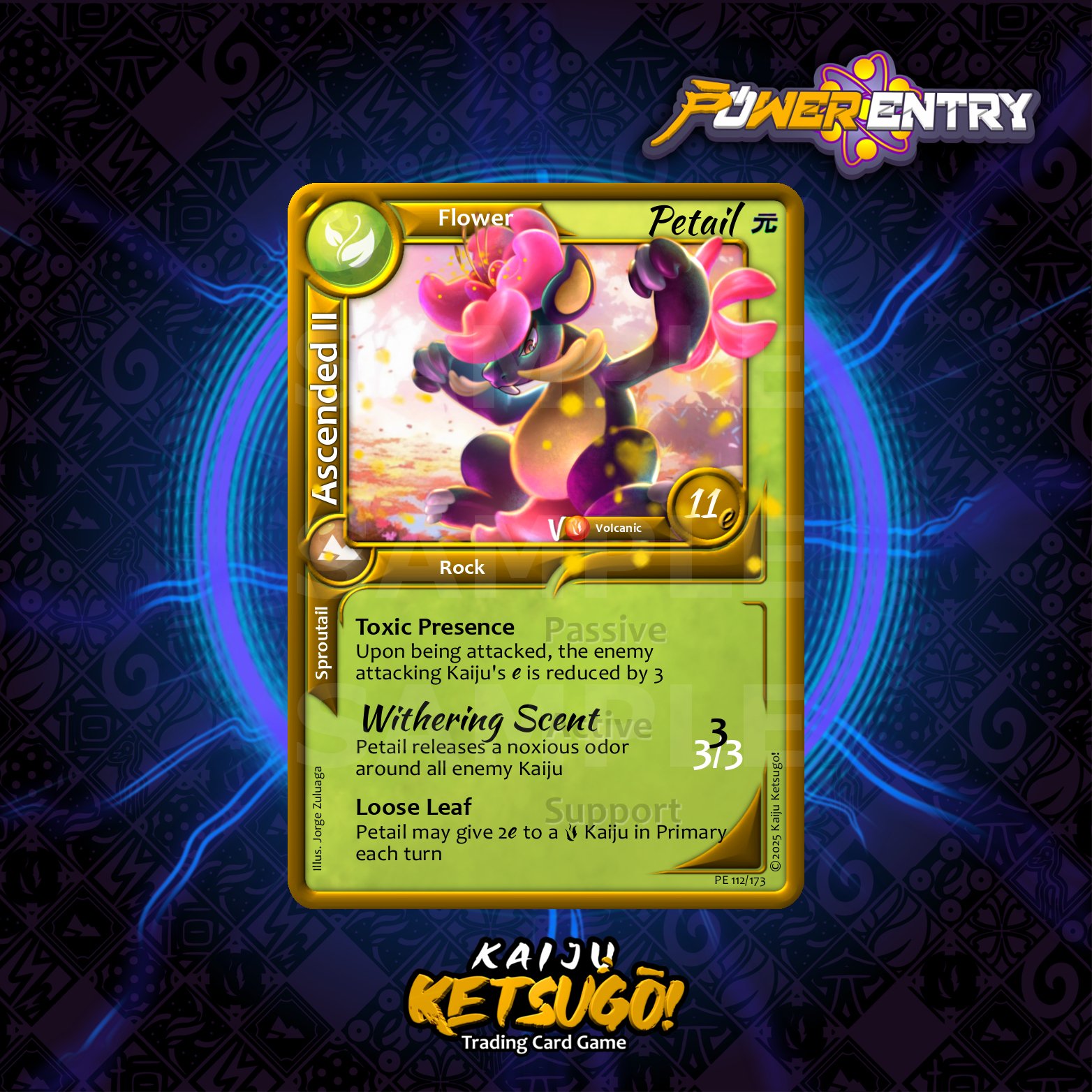 Often mistaken for some kind of dinosaur, Petail is just a large, misunderstood rodent. Petail can shake spores from the flower atop its head, so tread carefully when up against one!