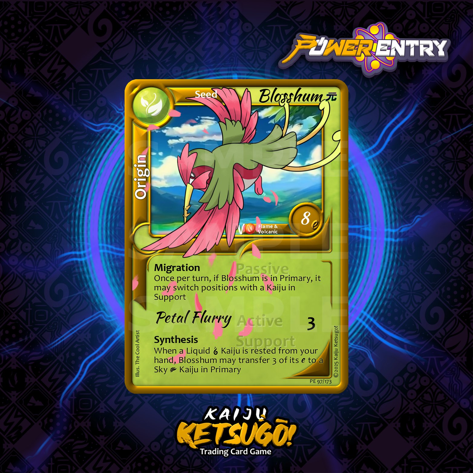 Fun fact: Blosshum, (pronounced Bloss + hum) is one of the most versatile Kaiju in the game. Not only does it have Migration right out of the gate, but it also has an attack and often uses the passives of Flower Kaiju.

 #tcgcards #cardgamesarefun #p