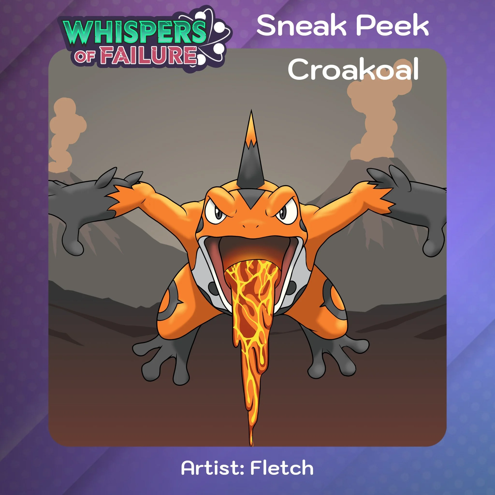 Here's a sneak peek at the tongue lashing, lava spewing, Croakoal. Coming to the Whispers of Failure expansion, launching soon on Kickstarter!