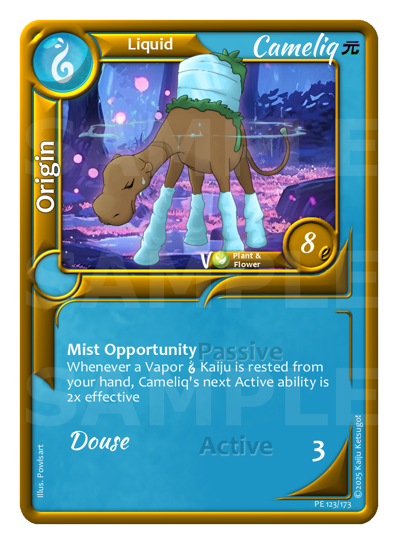 Cameliq's 'Mist Opportunity' presents a big challenge for any opponent. Pair it with 'Douse' for a whopping 6e reduction!