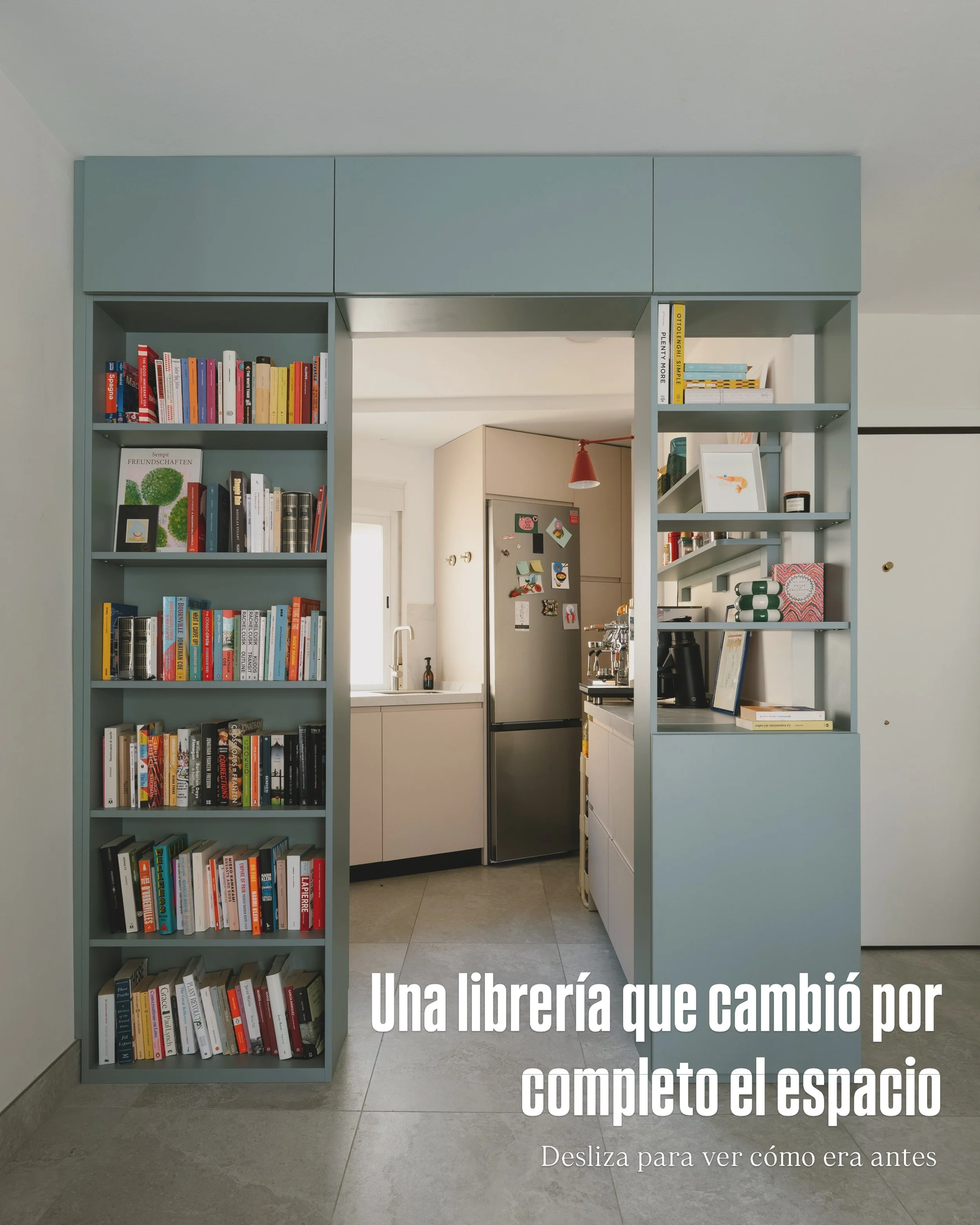 Os compartimos en este carrusel como, a trav&eacute;s del dise&ntilde;o a medida, nos hemos adaptado al espacio.

Adem&aacute;s de estudiar la composici&oacute;n de esta librer&iacute;a para resolver el almacenaje y conseguir que la transici&oacute;n
