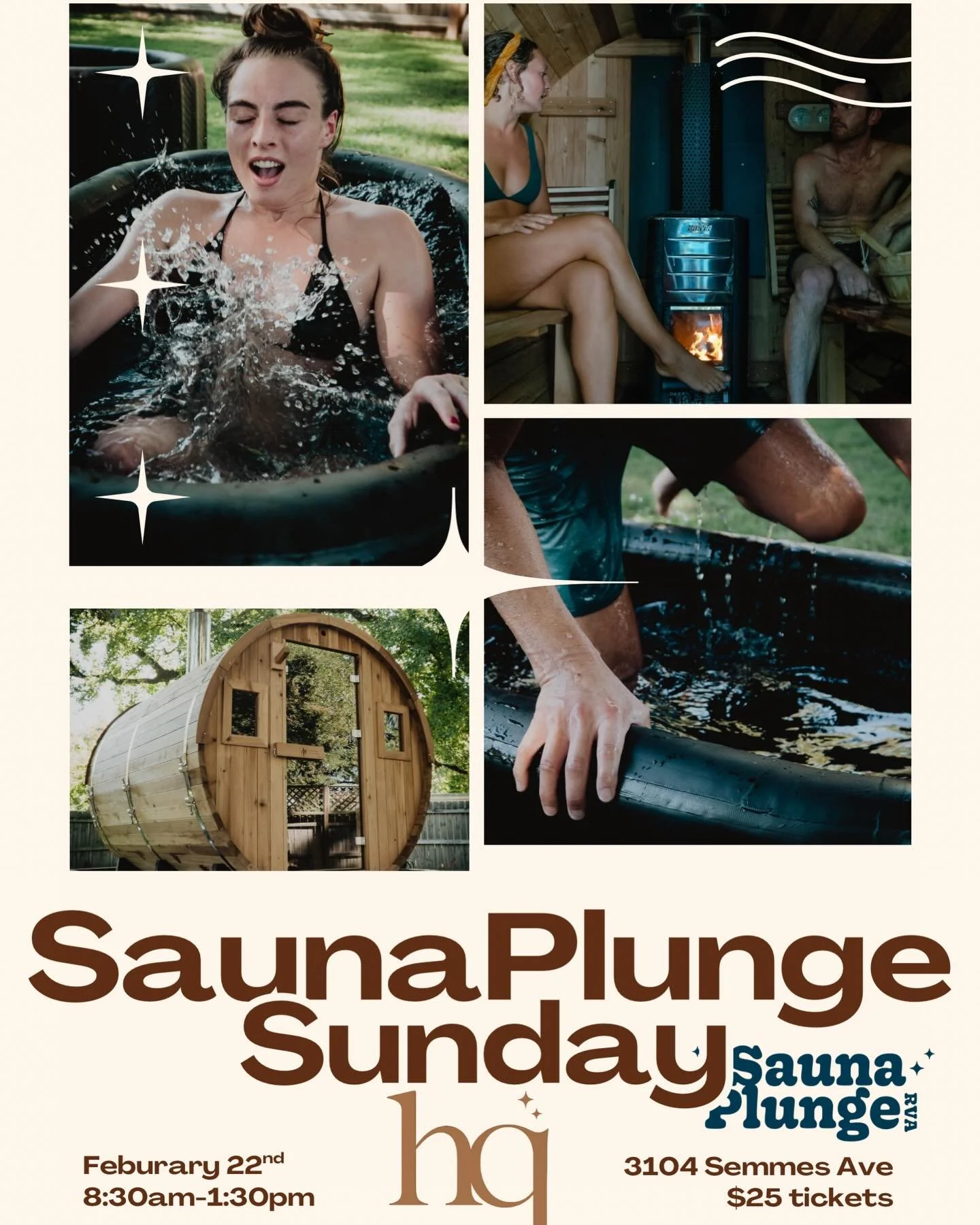 🔥❄️ SAUNA PLUNGE DAY at @hqrva ❄️🔥
February 22nd | Sweat. Plunge. Repeat.

We&rsquo;re bringing the wood-fired sauna and the cold plunge to HQ for a full contrast therapy reset.

Hot. Cold. Endorphins. Clarity.
You&rsquo;ll walk in curious and walk